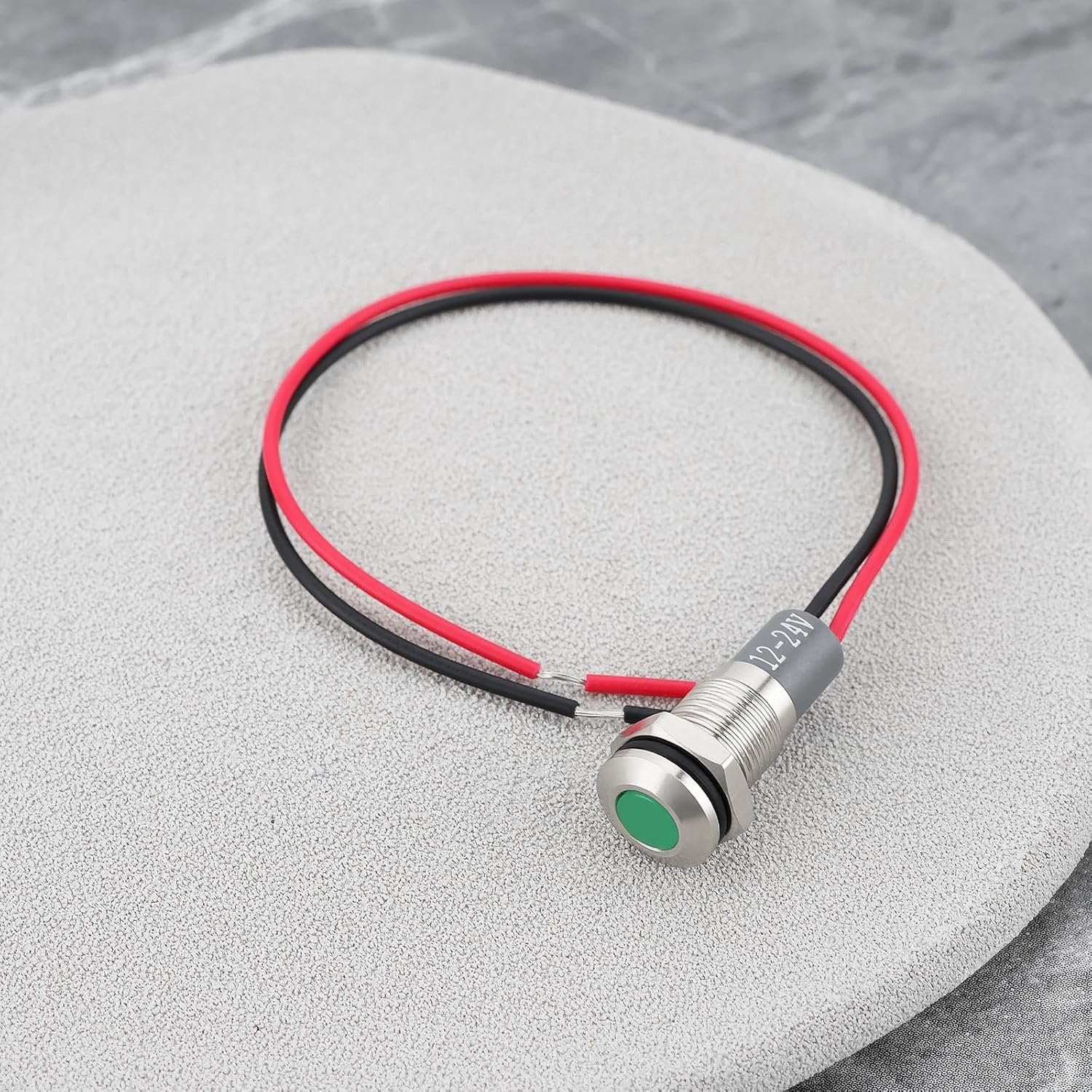 Emagtech 2Pcs AC/DC 12V-24V 8Mm Panel Mount LED Signal Indicator Metal Shell Warning Lamps, Green image number 4