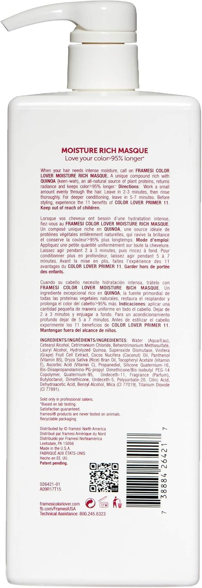 Framesi Color Lover Moisture Rich Masque, 1000 Ml image number 2