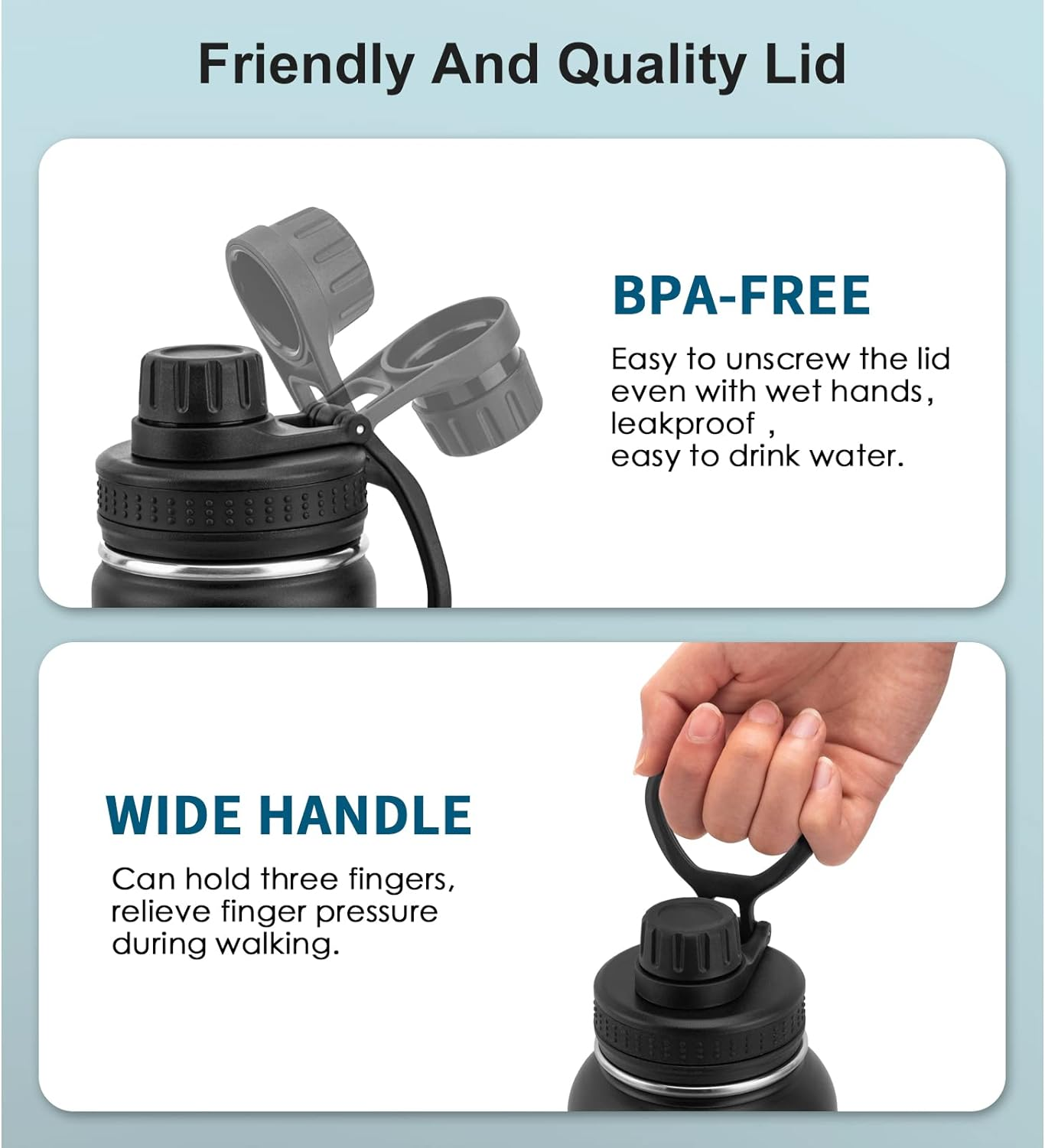 Koodee 2 Pack Water Bottle 530Ml Stainless Steel Vacuum Insulated Sports Water Bottle for Girls and Boys, BPA Free Leakproof (18Oz Canyon Red-Black) image number 6