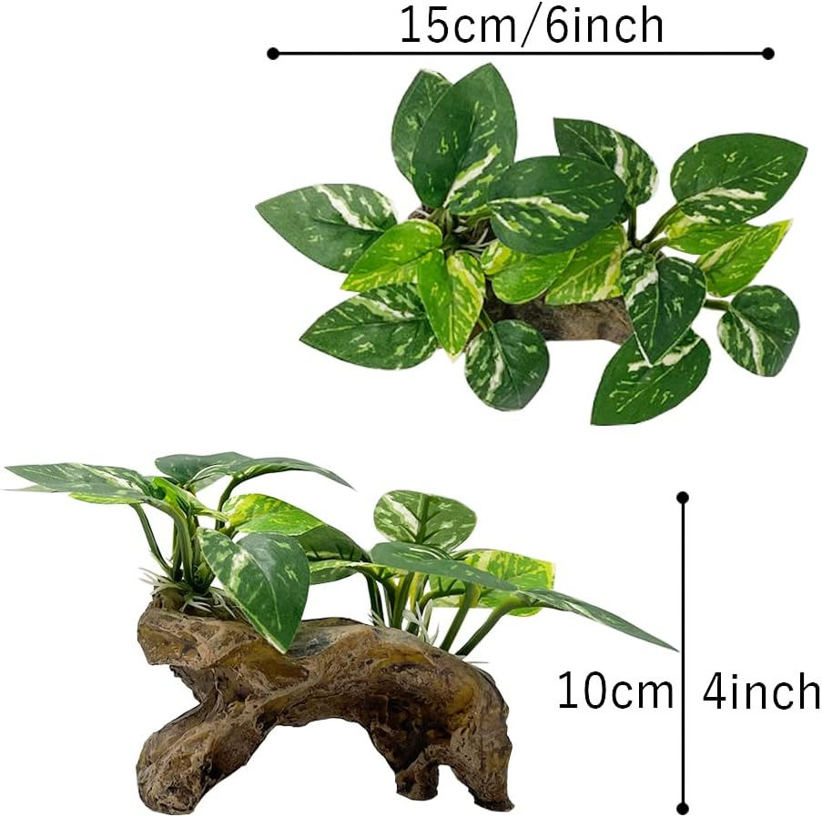 Smoothedo-Pets Fish Tank Decorations Aquarium Decor 3Pcs Ornaments Betta Silk Leaf Pad Hammock Artifical Driftwood Cave Goldfish Bowl Accessories (Mix-Leaf-Set-G) image number 1