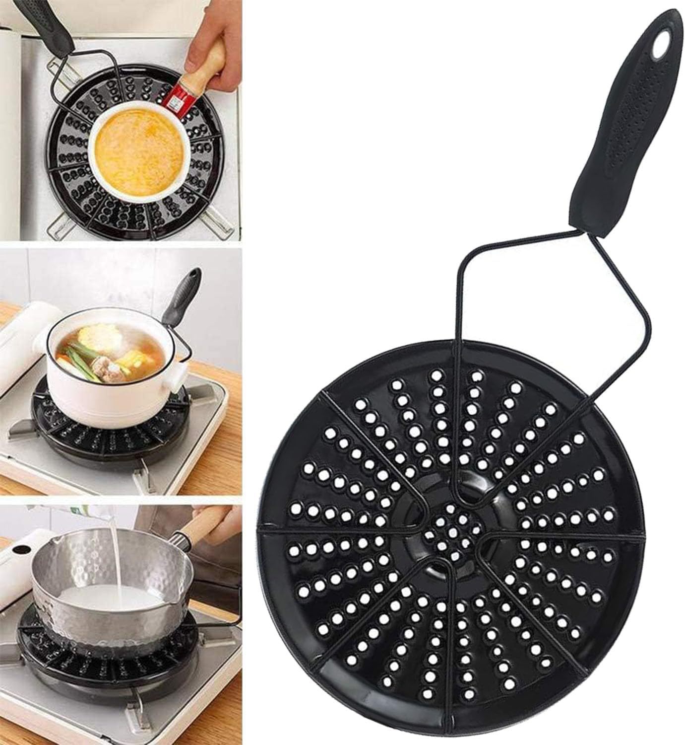 Heat Diffuser for Gas Stove, Iron Heat Diffuser Plate Evenly Conduction Heat Plate, Pans Cooker Diffuser Plate Adapter, Ring Tray Milk Heating Plate, Glass Cooktop Converter Flame Guard image number 1