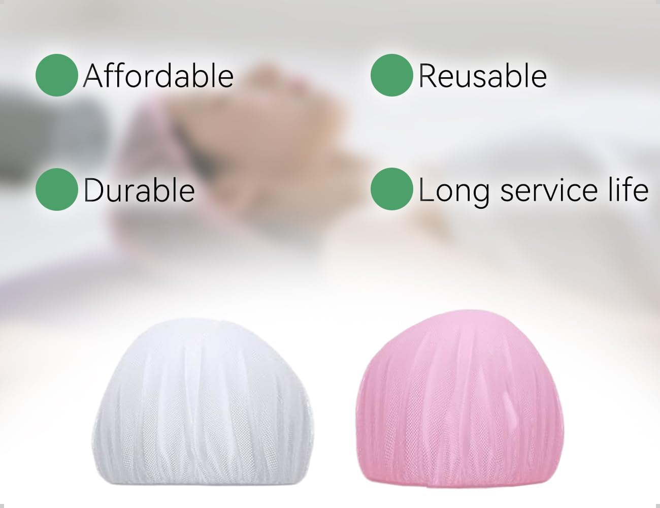 AOYEGIC Pack of 2 Hair Nets, Breathable Drying Caps, Adjustable Hair Nets, Mesh Night Sleeping Cap, Used for Boys and Girls, Home, Bathroom, Work (Pink and White) image number 5