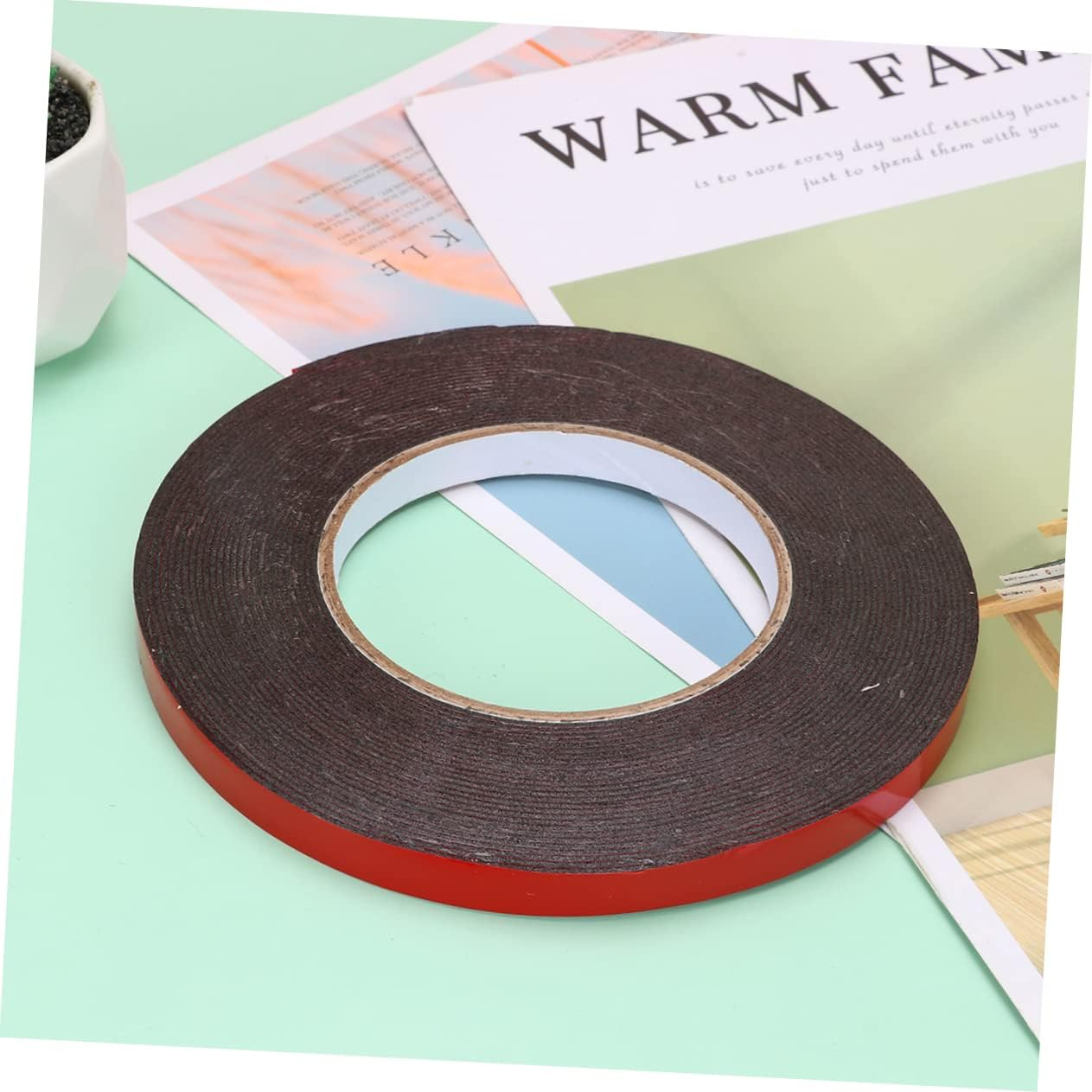 TEHAUX PE Double-Sided Adhesive Tape Red Car Trim Strip Weatherproof Seal Strip for Automotive and Wall Safe Decorative Use 10Mm X 10M 1.0Mm Thick image number 2