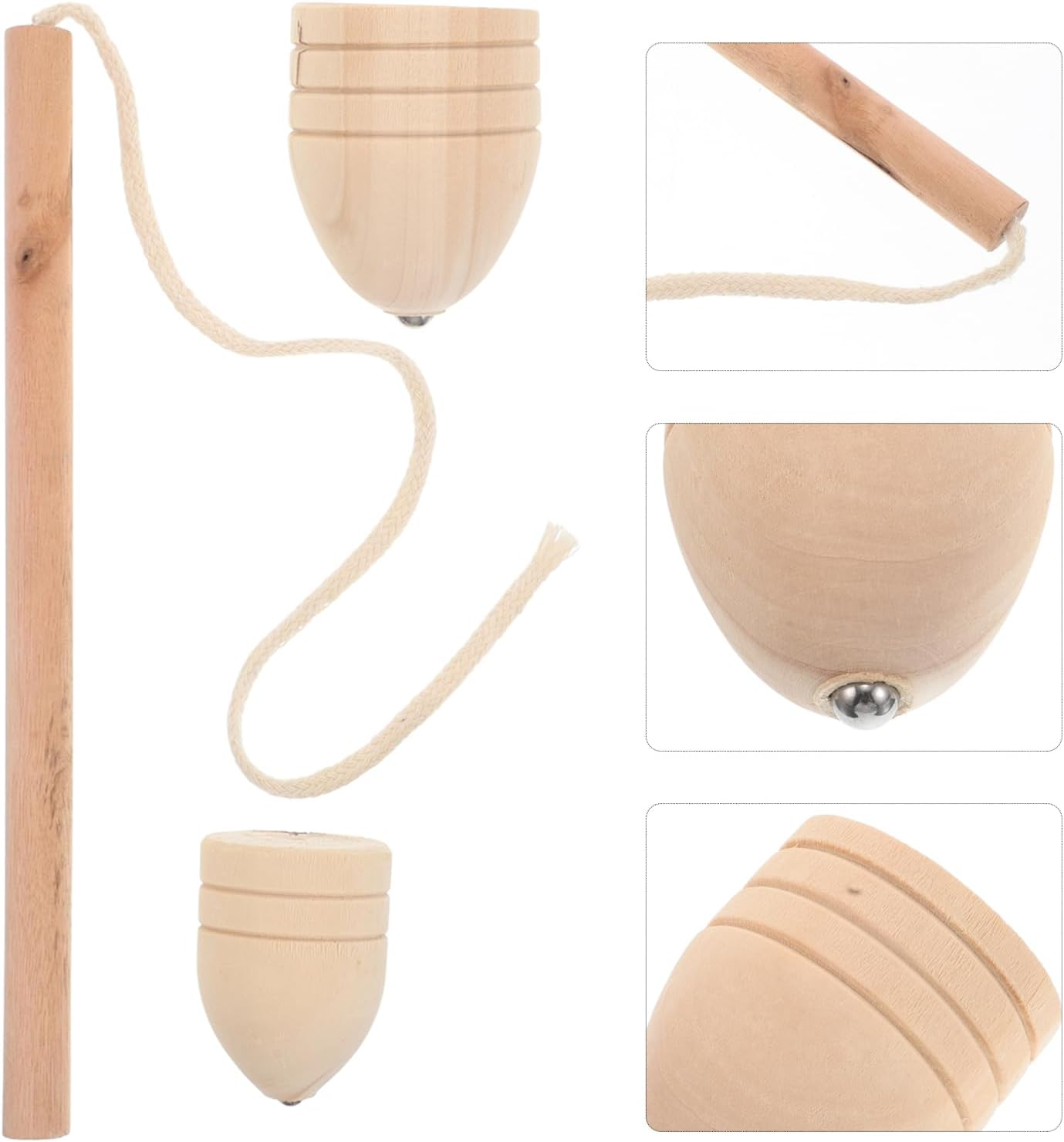 Ibasenice 1 Set Wooden Spinning Tops with Vintage Wooden for Kids Adults Classic Outdoor Spinning Games