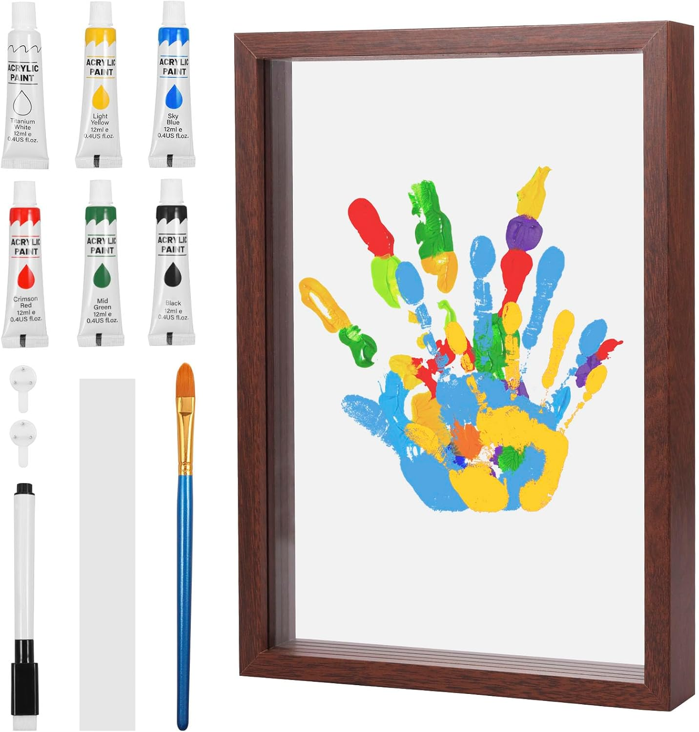 DIY Handprint Kit Baby Handprint and Footprint Keepsake Frame Set DIY Craft Frame with Acrylic Paint for Present image number 5