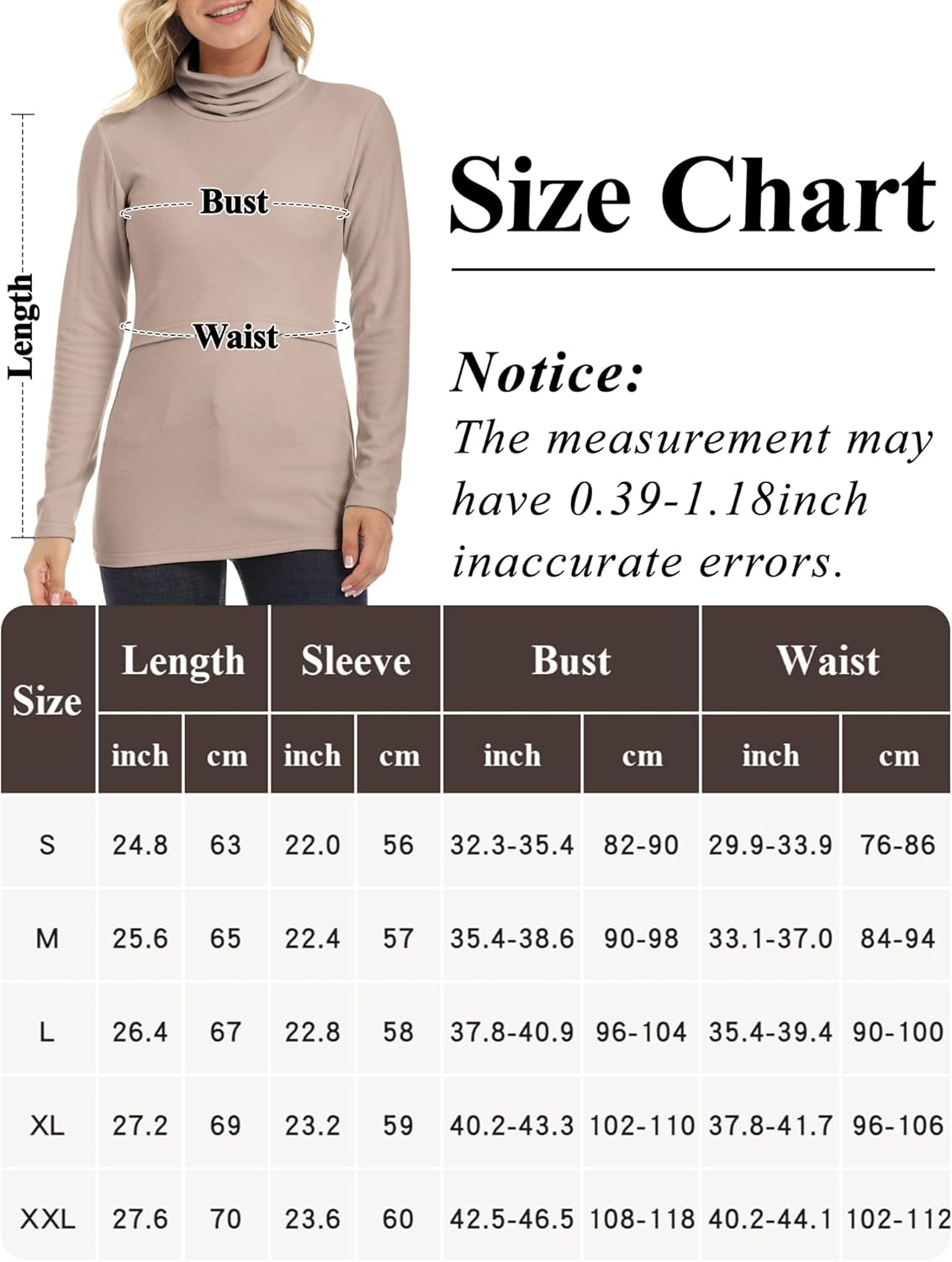 KEOYA Women'S High Neck Maternity Sweatshirt Nursing Top Shirt for Breastfeeding Solid Long Sleeve Undershirt image number 6