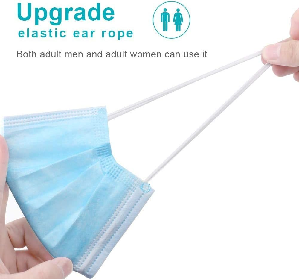 3 Layers Disposable Kids Face Mask with Nose Clip, Non-Woven Fabric, Breathable, Anti-Dust, Protective PPE, Mouth Cover, Safe, Premier Product, Soft and Comfortable for Unisex Children (50PCS, Blue) image number 3