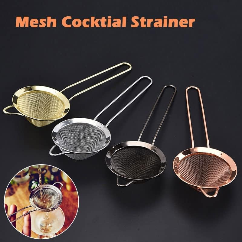Cocktail Strainer, Stainless Steel Fine Mesh Filter Bartender Conical Colander Bar Accessories for Tea, Juice and Coffee - Silver - Black image number 4