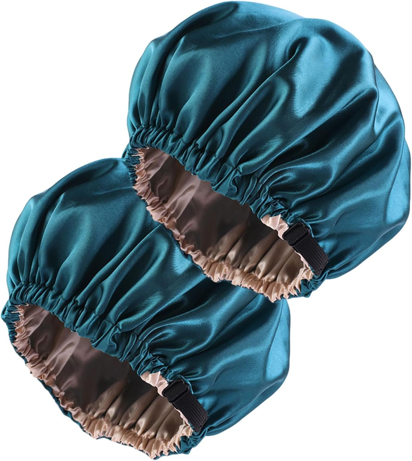 2PCS Silk Bonnet for Sleeping - Double Layer Satin Hair Wrap with Adjustable Elastic Band for Women (Dark Purple, One Size)