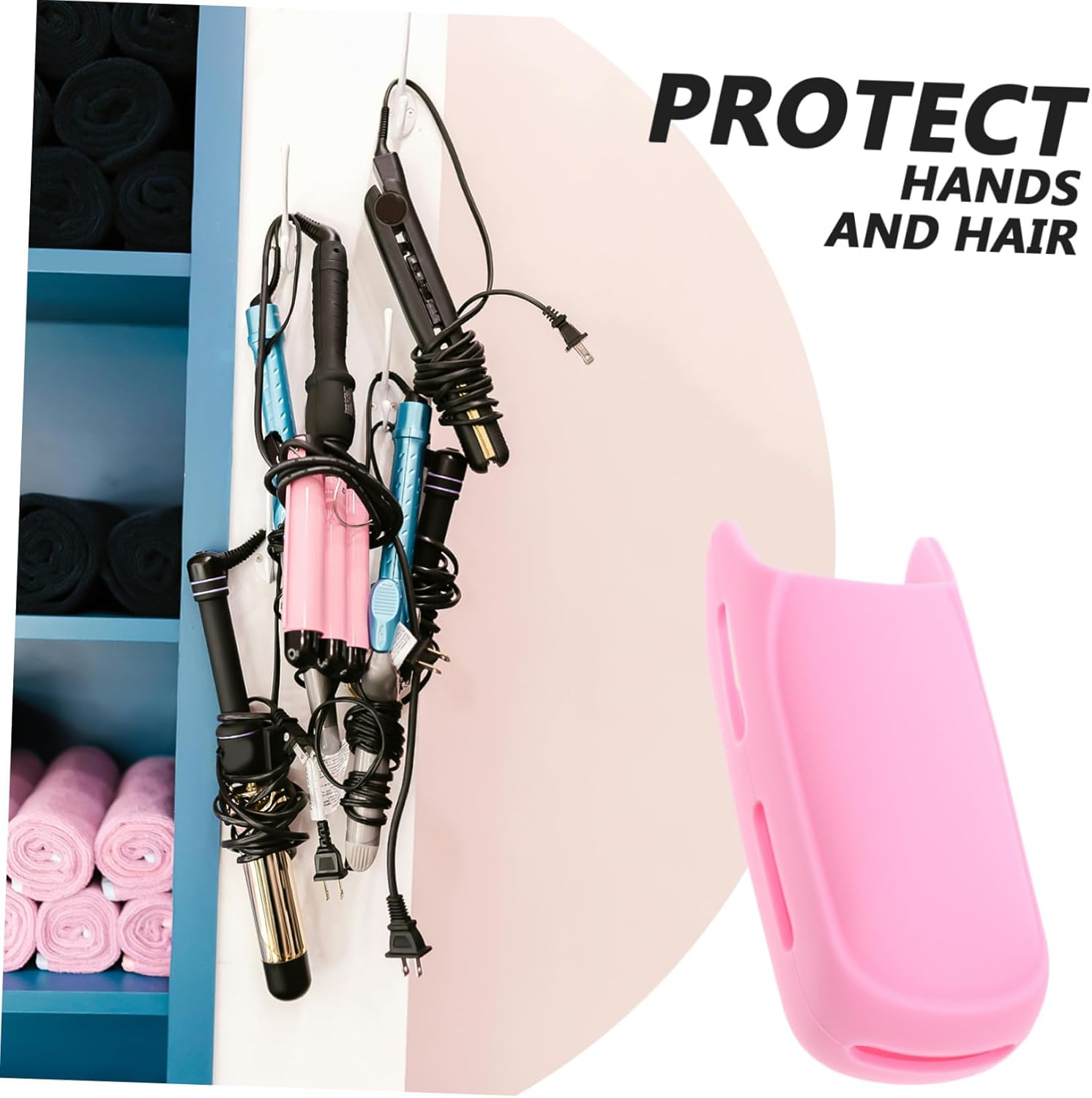 DINHEAROM Heat Resistant Silicone Hair Iron Cover Sleeve Soft Non Slip Curling Iron Handle Protector Removable Washable Straightener Heat Shield for Safe Styling Fits Hair Tools image number 6