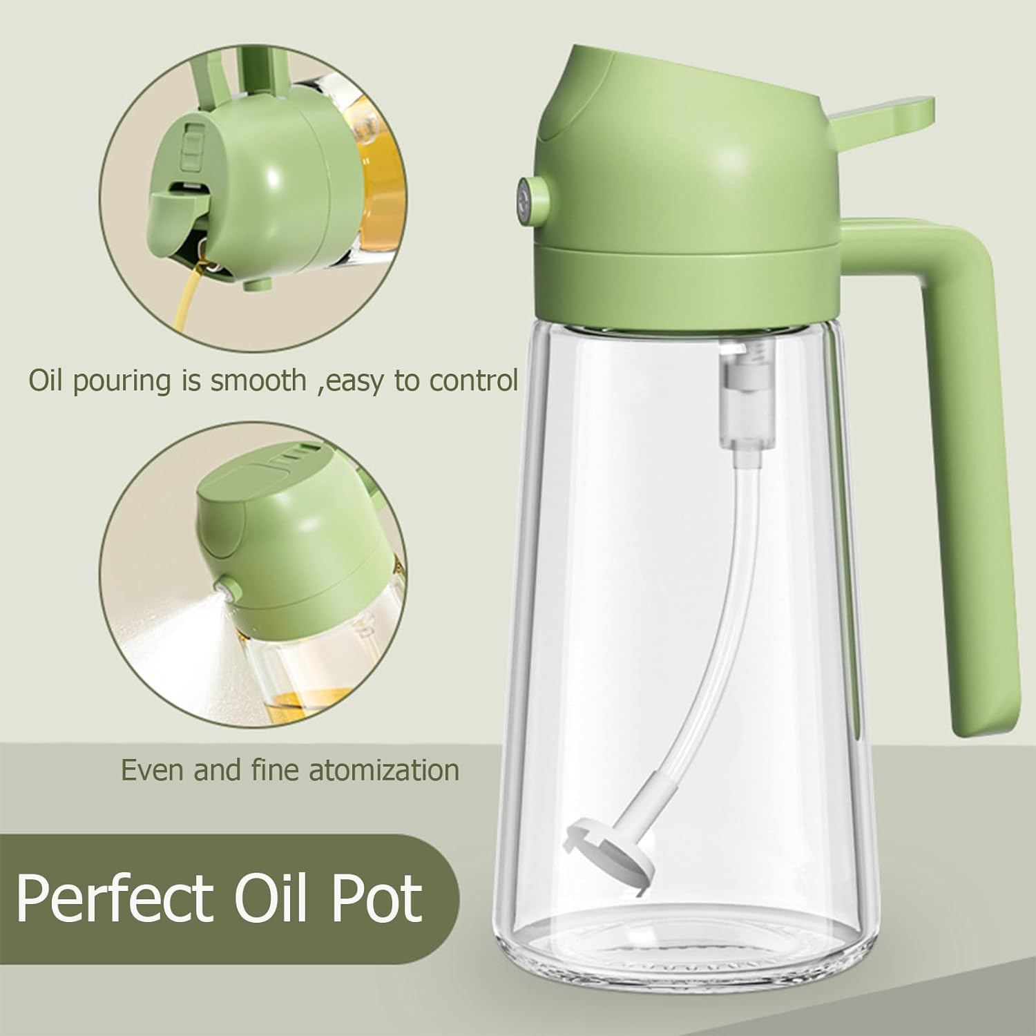 Oil Dispenser for Kitchen Spray, 2 in 1 Oil Dispenser and Oil Sprayer, Olive Bottle Spray and Pour for Kitchen, 16Oz/470Ml Glass Oil Bottle for Air Fryer, Salad, Frying, BBQ (Yellow) image number 4