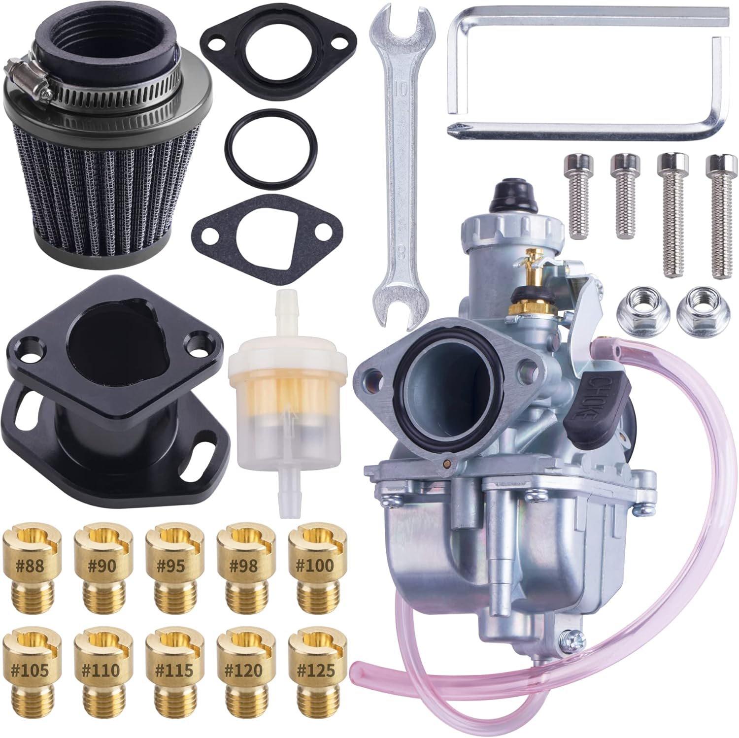 VM22 26Mm Carburetor Carb Kit Fit for Performance Intake Pipe Mainfold Air Filter Fit for Predator 212Cc GX160 Honda GX200 CT200U 196Cc KT196 Clones Moto Go Kart Mini Bike Race Kart (Black)