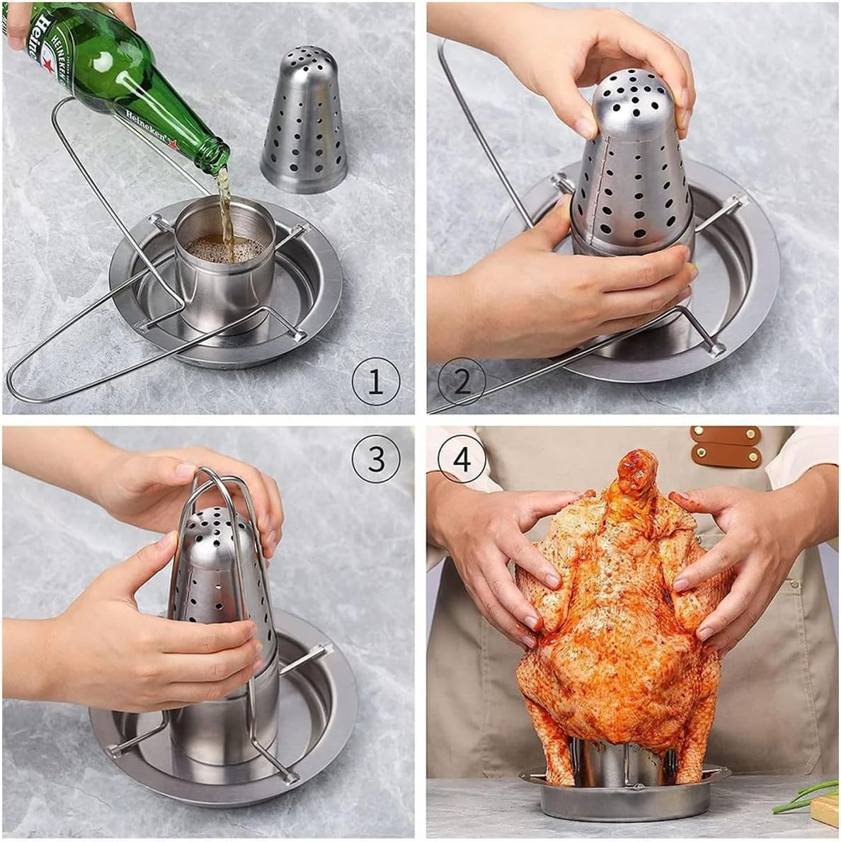Stainless Steel Roast Chicken Rack Outdoor Portable BBQ BBQ Beer Chicken Rack Multifunctional Removable Outdoor BBQ Artifact image number 5