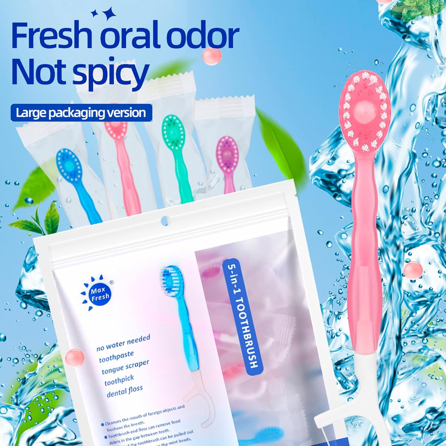 5 in 1 Toothbrush & Floss, 26Pcs Mini Toothbrushes with Toothpaste, All in One Oral Care on the Go, 5 in 1 Mini Brush, Toothpaste and Floss, Disposable Travel Toothbrush Set image number 4