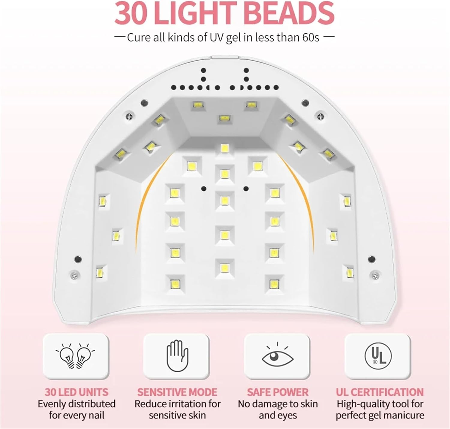 48W UV LED Lamp for Nail 30 Leds with 4 Timer Smart Dryer Art Tools for Home Manicure Salon