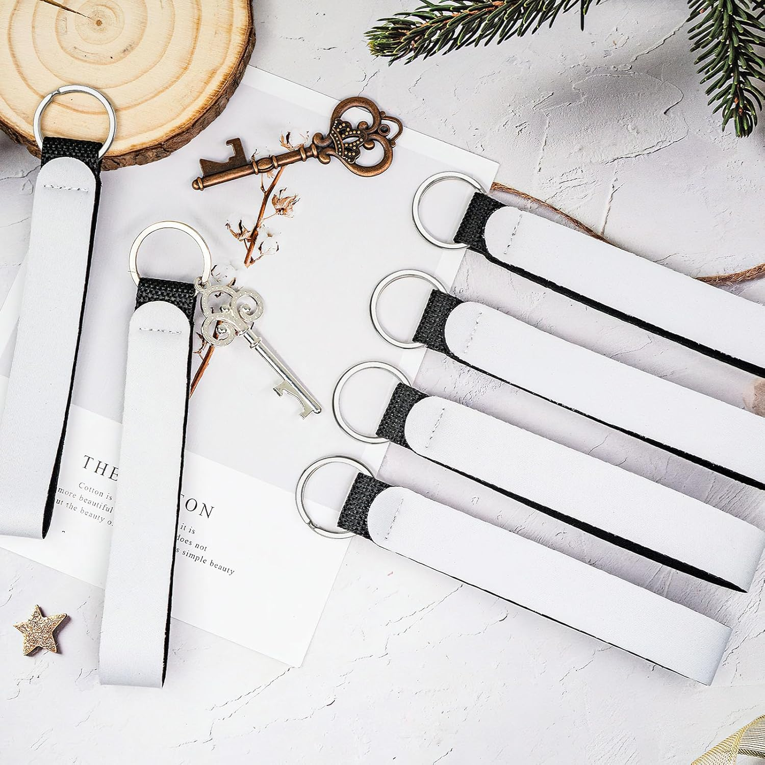 16 Pieces Sublimation Blanks Wristlet Keychain DIY Blank Wrist Lanyard White Neoprene Keychain Wristband Lanyard Wristband Keychain for Summarize Small Pendants Such as Keys image number 5