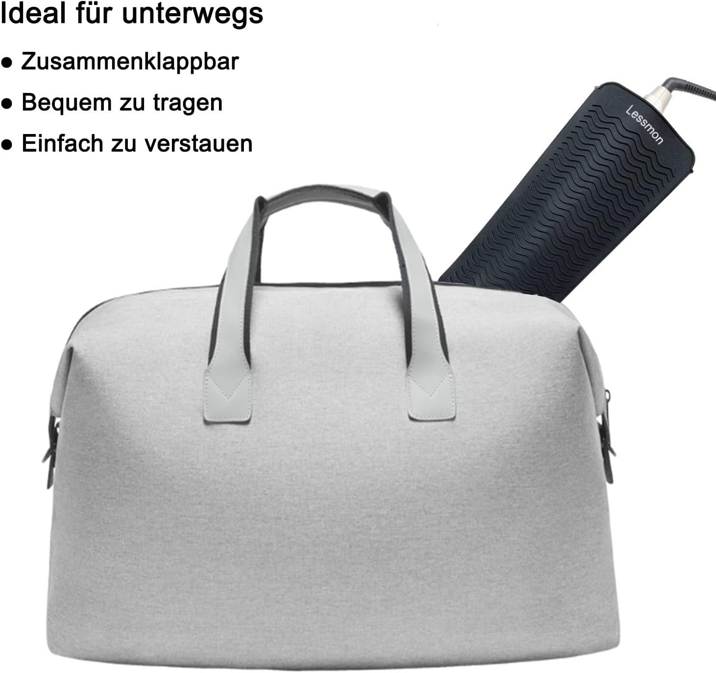 Heat-Resistant Silicone Mat Bag, Mat Cover for Curling Irons, Straighteners, Straighteners and Other Hot Hair Tools, Height 28.5 Cm and Width 14 Cm, Black image number 3