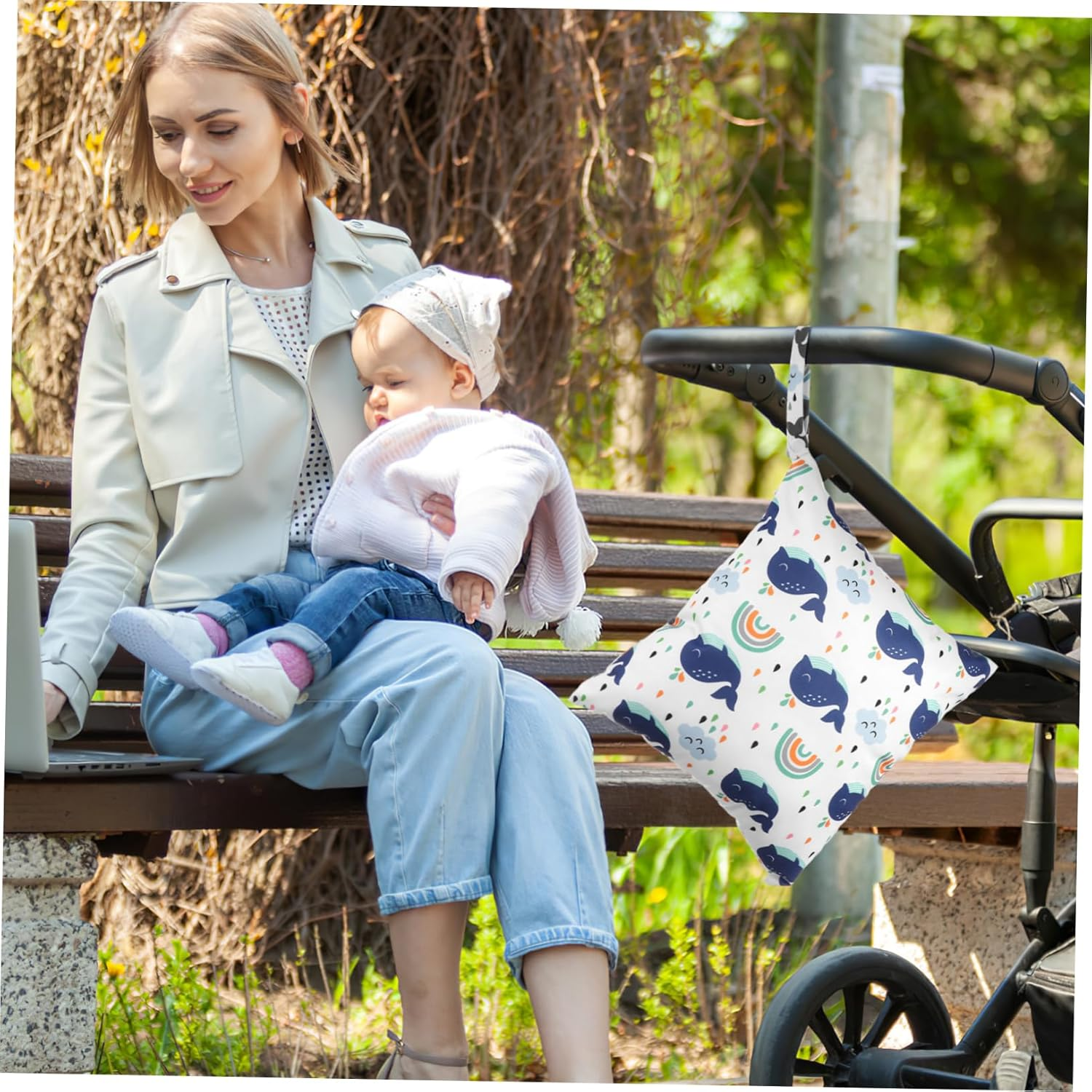 2Pcs Diapers Storage Bags Cartoon Designs Nappy Bag Organiser Pouches for Swimmers and Travelling image number 2