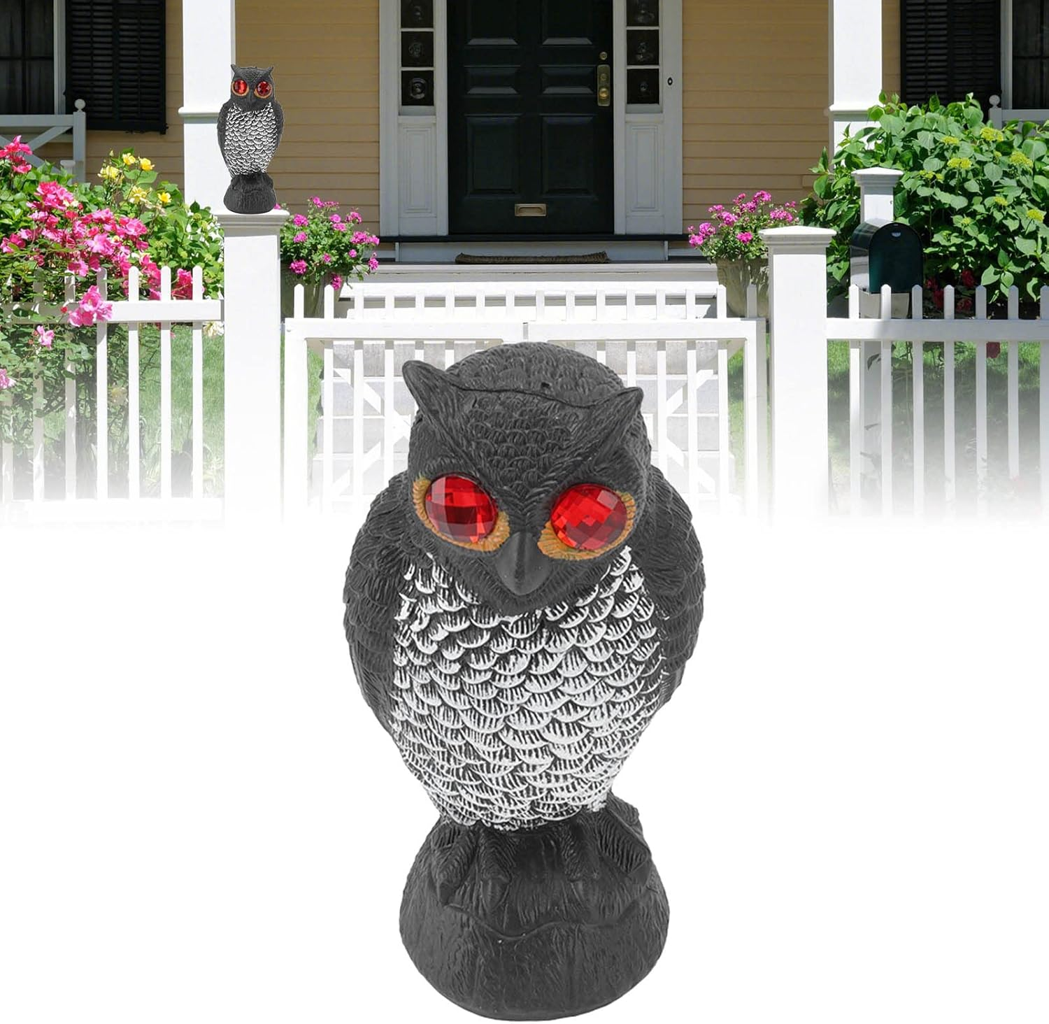 Owl Keeping Birds Away, Fine Detail High Simulation Owl Bird Repellent Deterrent Plastic Material for Birds (Cartoon Flaky Small Owl)