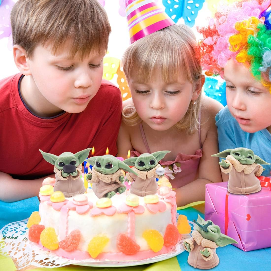 Cartoon Cake Creative Decoration Tomicy 5PCS Baby Yoda Mini Figures Set Creative Animal Shape Birthday,Party Cake Set, Party Supplies Cupcake Figurines image number 4