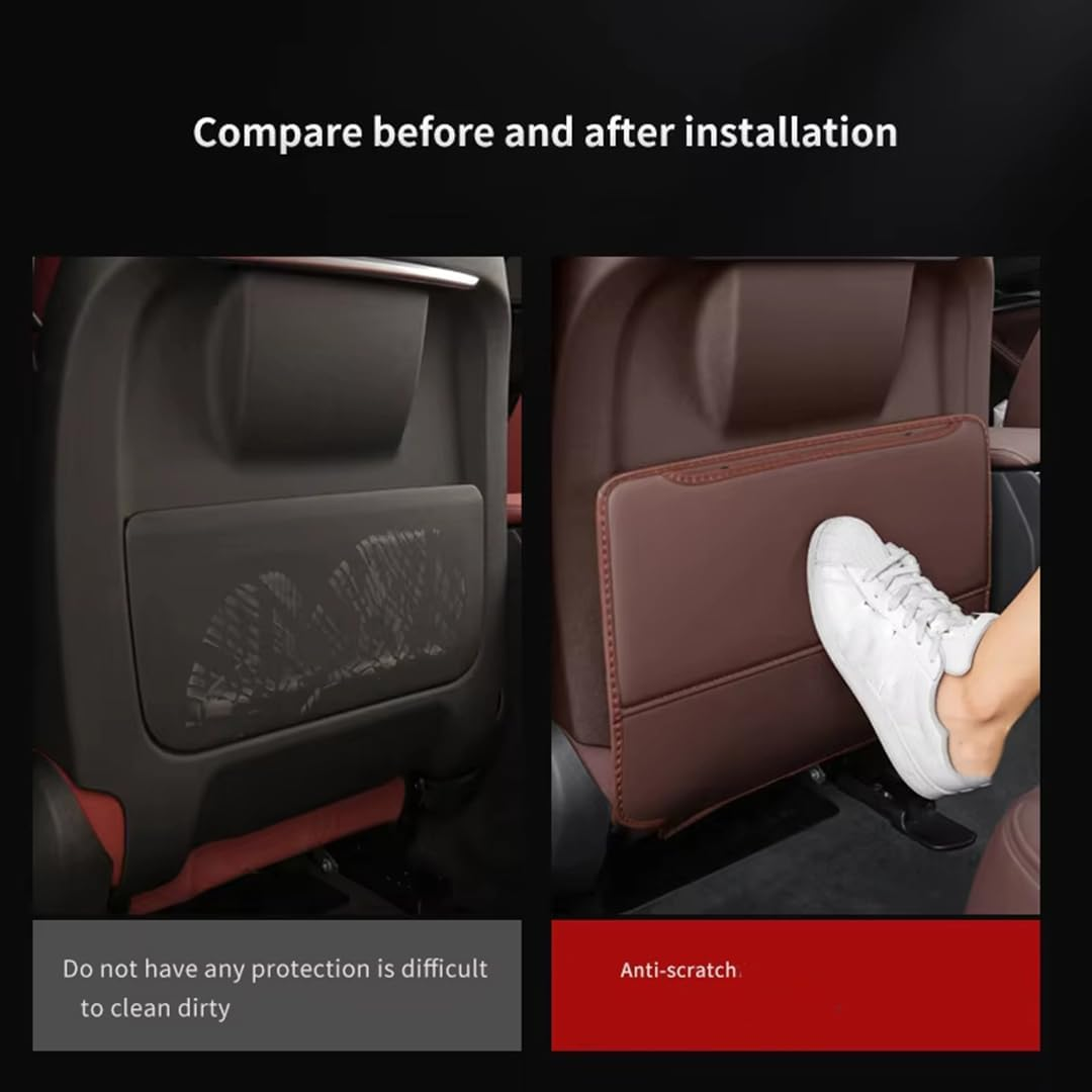 Car Kick Mats for Merc&Edes B&ENZ W204 C180 2011-2014 (Brown) Car Backrest Anti-Kick Pad Seats Back Storage Back Seats Protector Mats - Brown image number 1