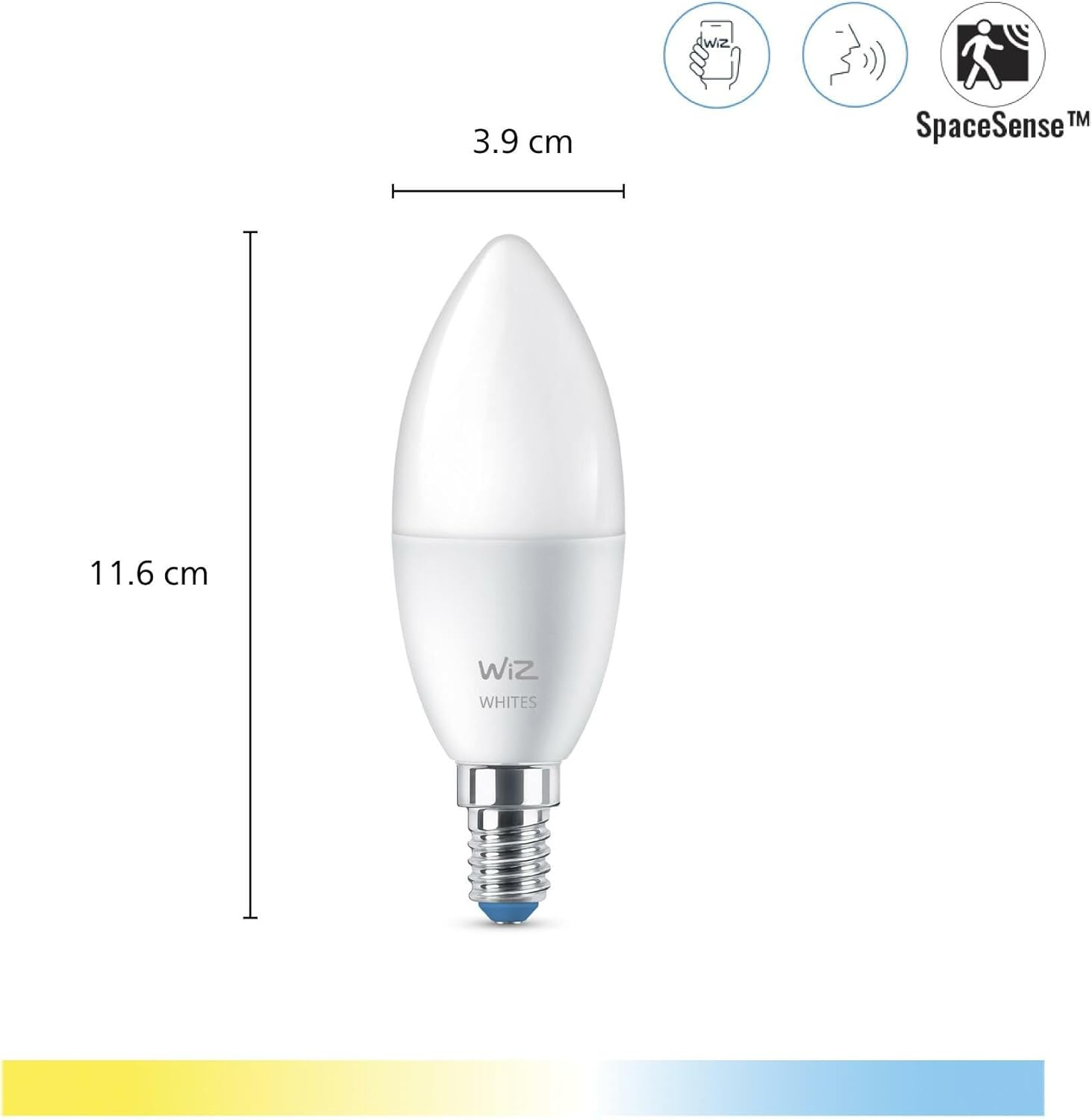 Wiz Smart E14 LED Lamp in a 3-Pack - 40W, with White Shades, Wlan/Bluetooth, Voice/App Control, Works with Google Home, Alexa and Homekit image number 2