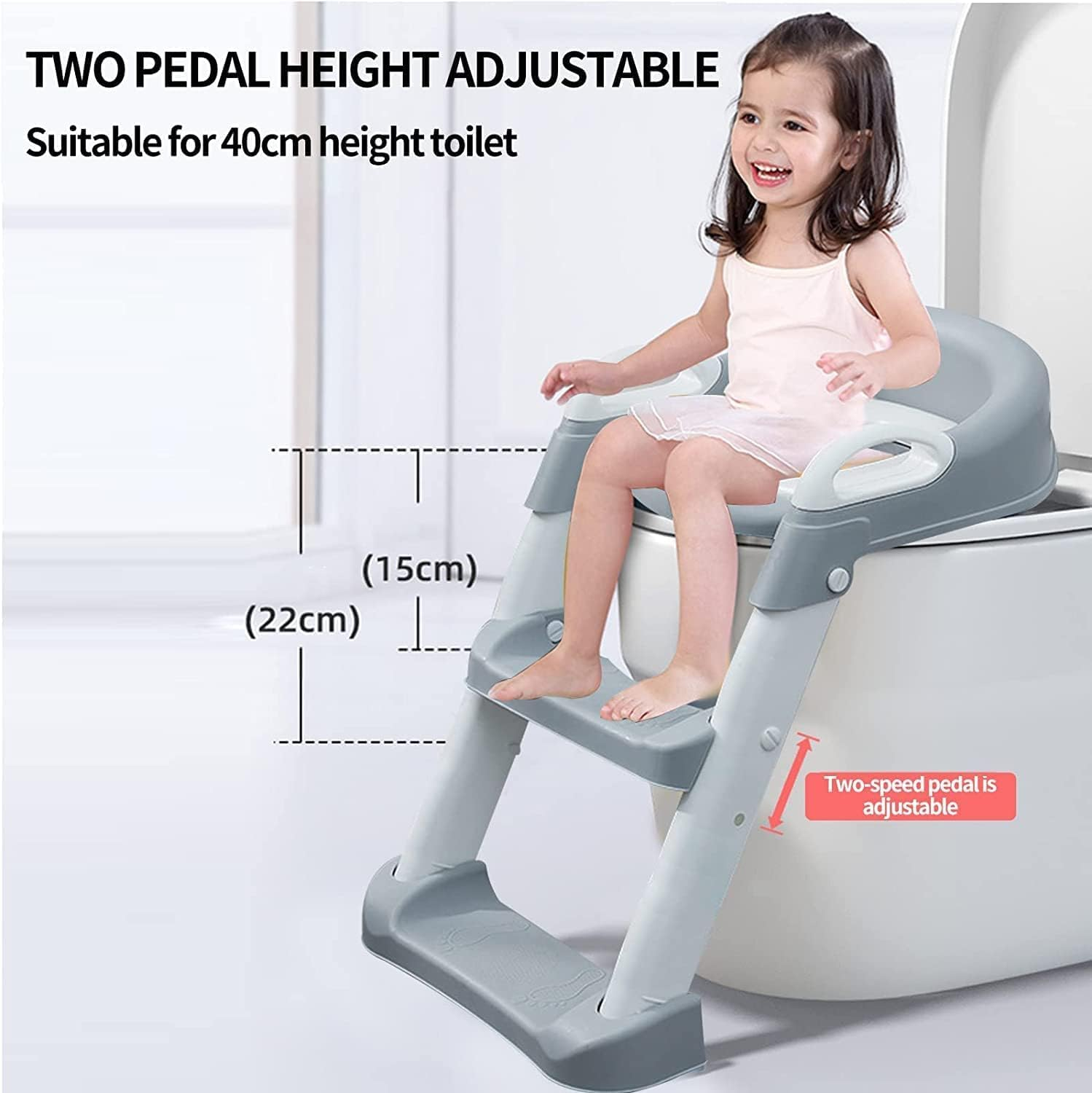 Potty Training Seat with Adjustable Ladder, 2 in 1 Foldable Potty Training Toilet for Kids Boys Girls, Toddlers-Comfortable Safe Potty Seat with Anti-Slip Pads image number 6