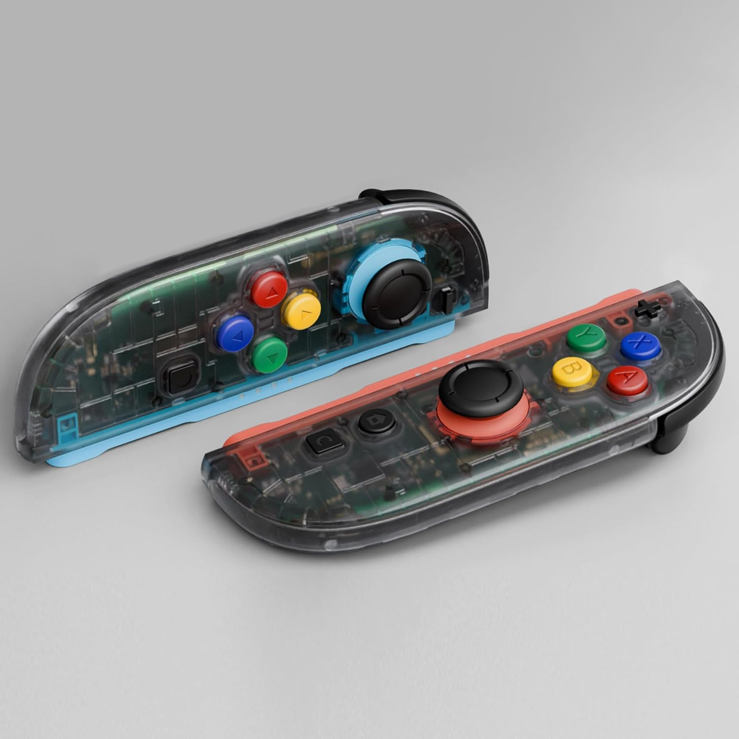 Extremerate DIY Replacement Shell Buttons for Joycon 2, Housing Faceplate Case + Decorative Strips + ABXY Direction Keys + Tools for Nintendo Switch 2 Controller - Essence Version - Clear Slate Black image number 2