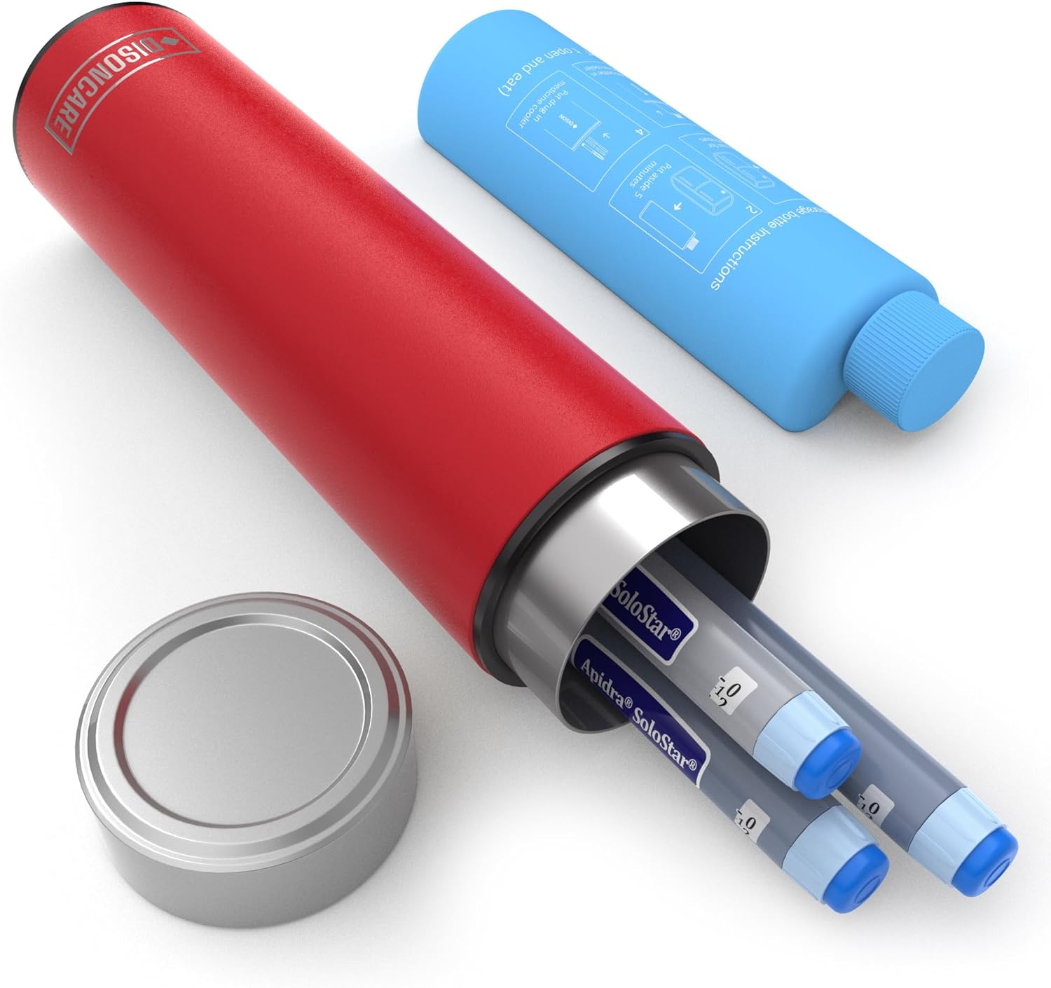 DISONCARE Odyssey 60H 3 Insulin Pens Cooler Travel Case Medicine Cooler TSA Approved Diabetic Medical Travel Bag Epipen Carry Case Biogel Ice Pack with Medical Stickers(Navy Blue)