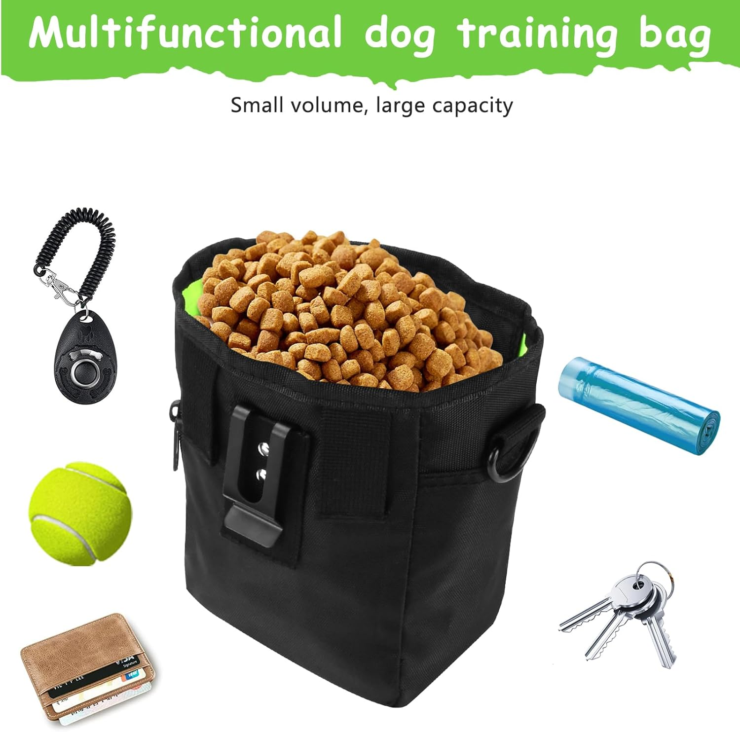 Kissleaf Dog Treat Pouch with Magnetic Closure, Treat Pouches for Pet Training, Large Dog Treat Training Pouch and Dog Clicker, Dog Training Treat Pouch Built-In Poop Bag Dispenser, Hands-Free Snack image number 1