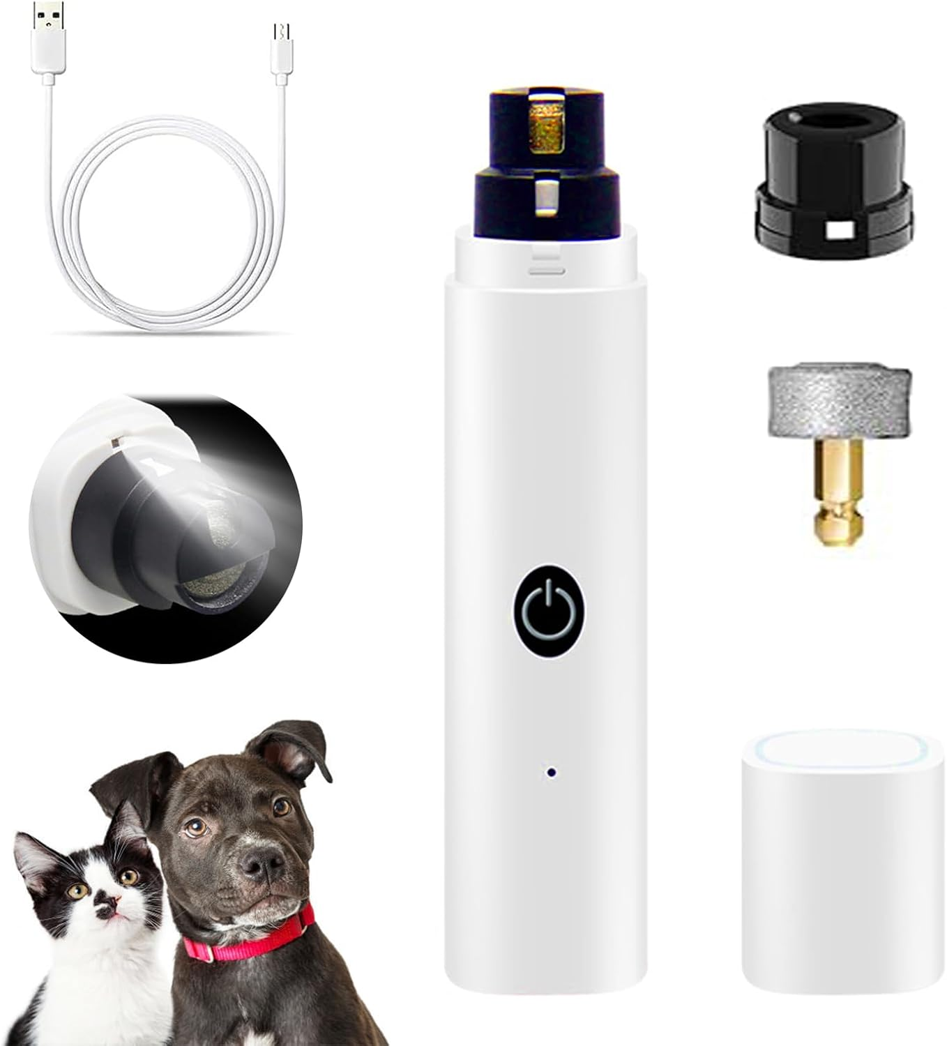 Electric Nail Trimmer Grinder,Usb Rechargeable with Safety Guard,Quiet Pet Nail Trimmer for Small Medium Large Pet Dog Cat image number 3