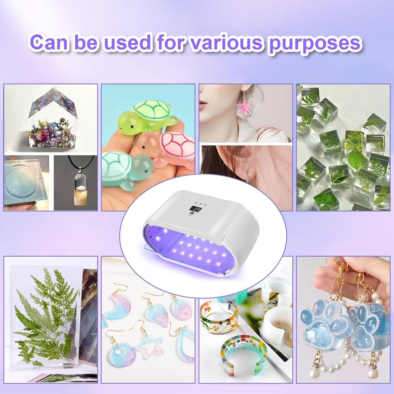 Mfancy UV Light for Resin,Two-Sided Fast Curing UV Resin Light,Foldable Portable UV Light Nail Lamp,Resin UV Curing Lamp[4 Timers],Resin Molds,Jewelry Making,Diy Craft,Nail Curing image number 5