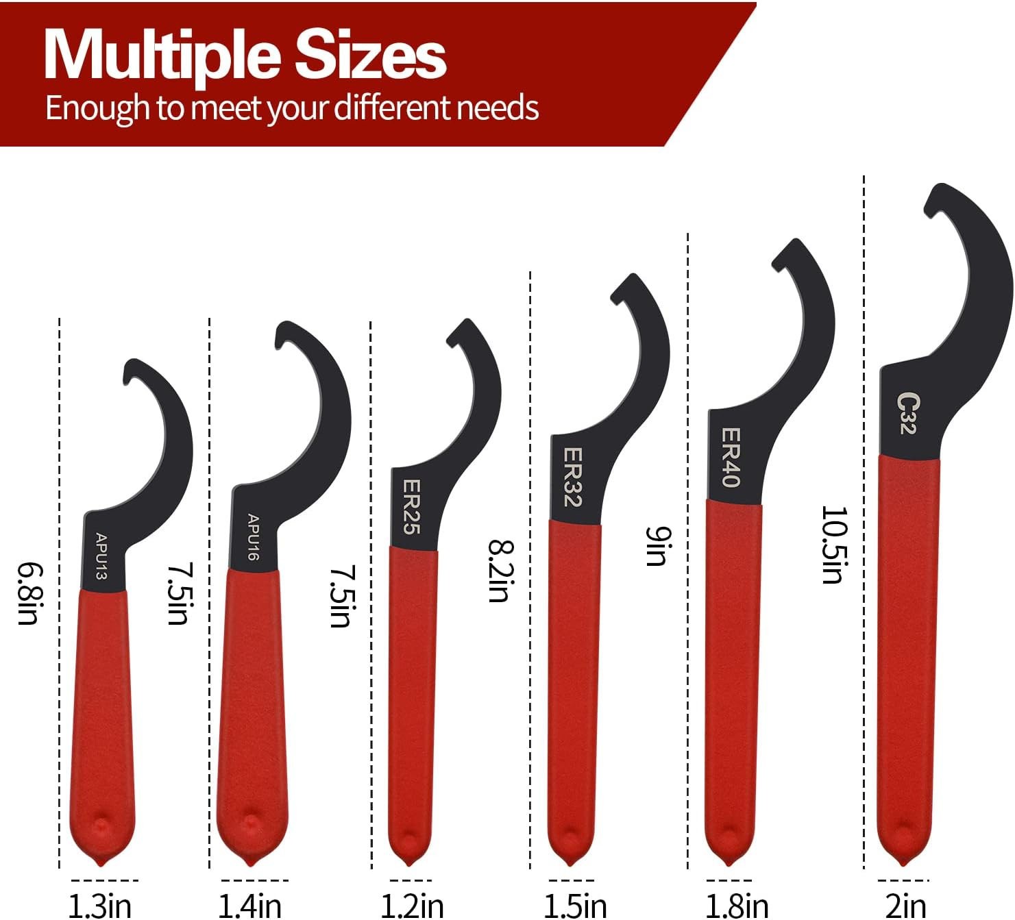 Mdvora 2/4/6/10Pcs Coilover Spanner Wrench Set, Coilover Wrench, C-Shape Spanner Wrench, Shock Spanner Hook Wrench Tools, for Suspension System and Shock Adjustment(4Pcs) - 4Pcs image number 4