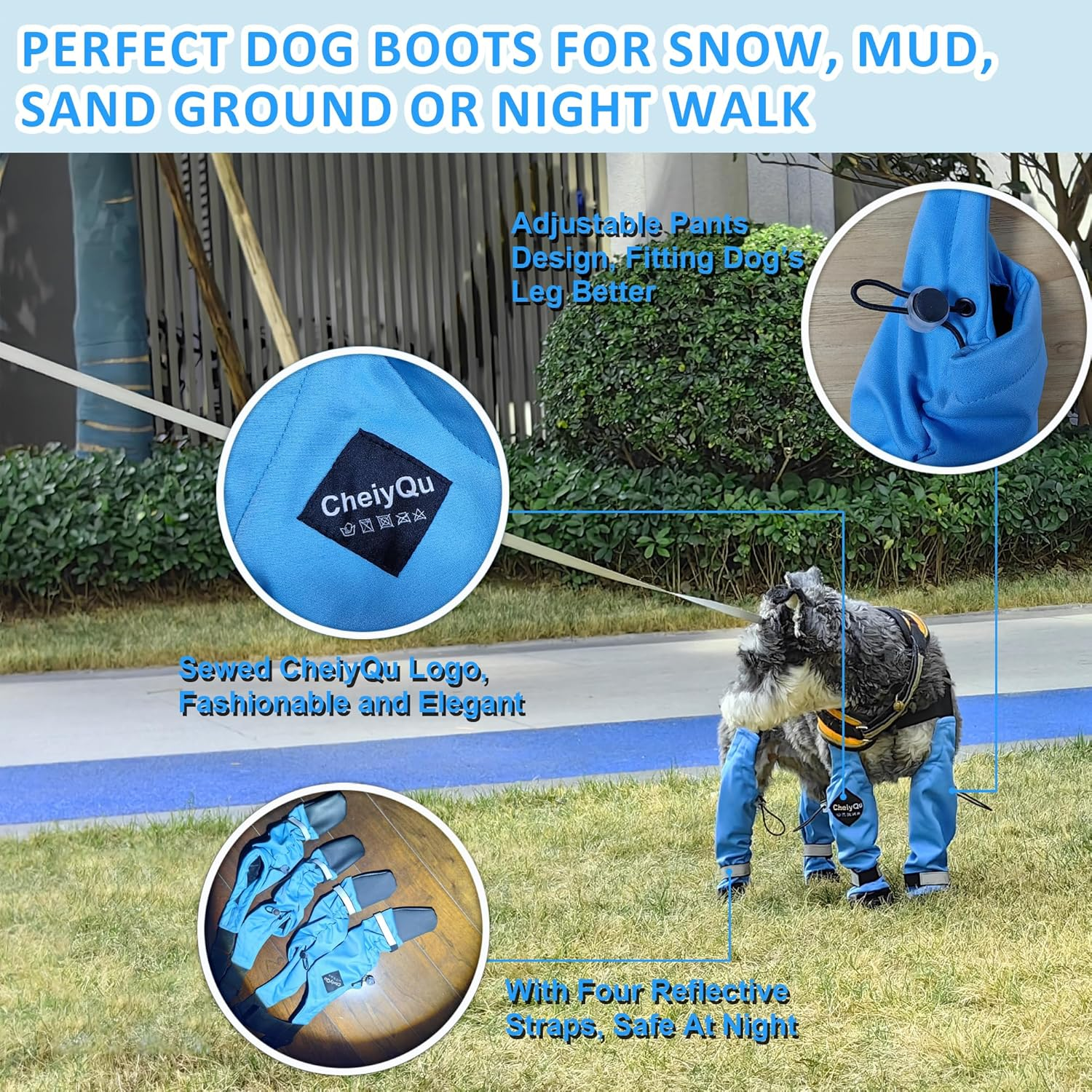 Dog Suspender Booties, 2025 Adjustable Dog Paw Protector with Anti-Slip Suspenders Dog Bootsn for Hot Pavement/Autumn/Winter Walking Hiking, S image number 3