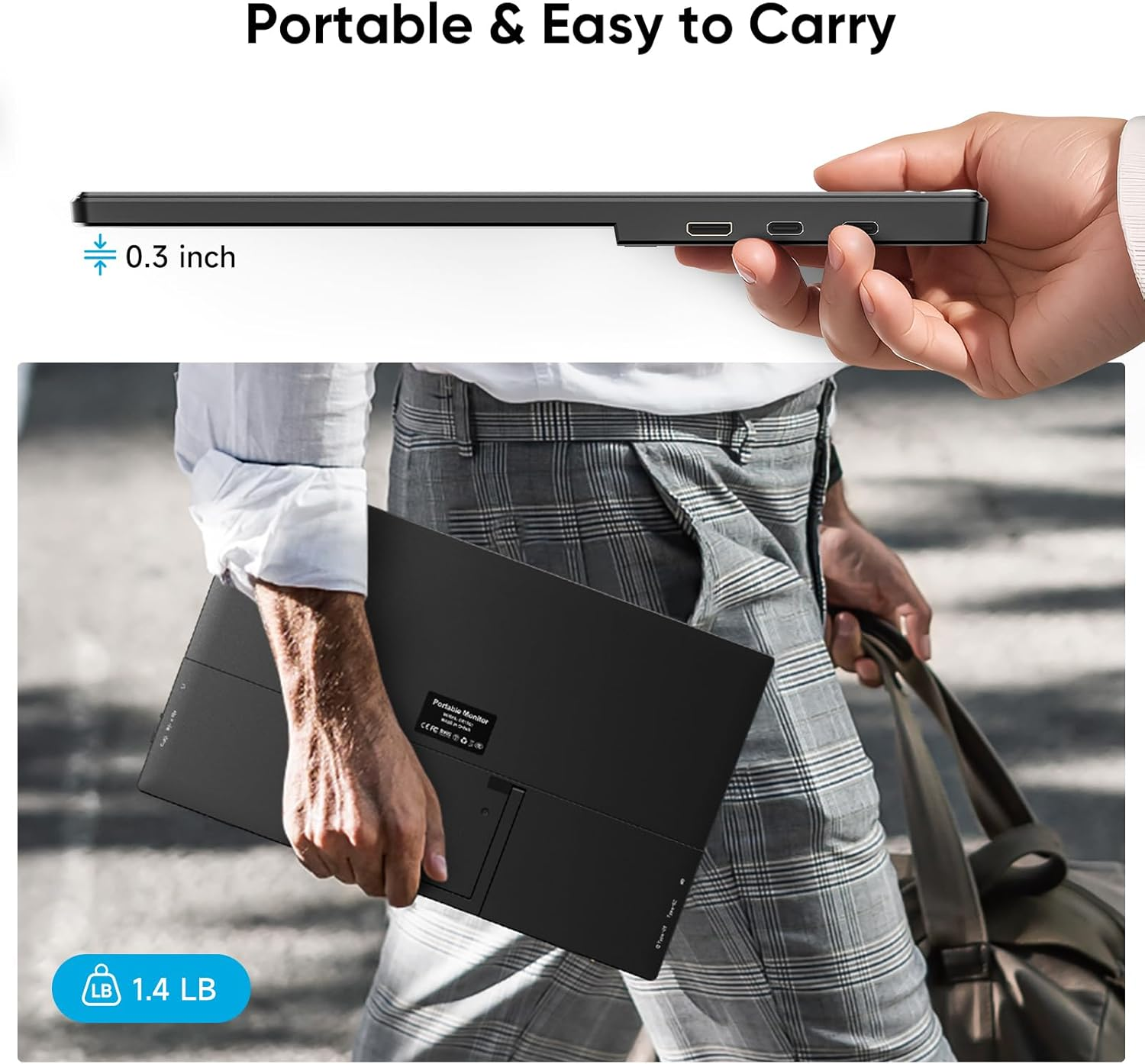 Portable Monitor, 15.6" FHD 1080P Laptop Screen with Adjustable Stand, Ultra-Slim IPS Computer External Screen, Portable Monitor for Laptop PC Mac Phone PS4/5 Xbox Switch image number 4