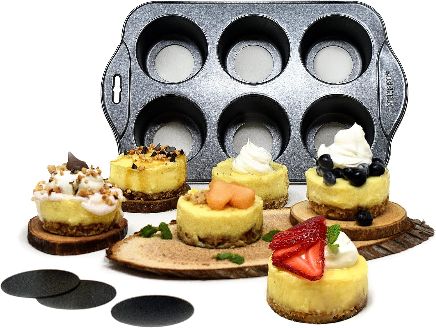 Norpro Nonstick 6 Cup Small Mini Cheesecake Muffin Cupcake Tart Quiche Pan New image number 5