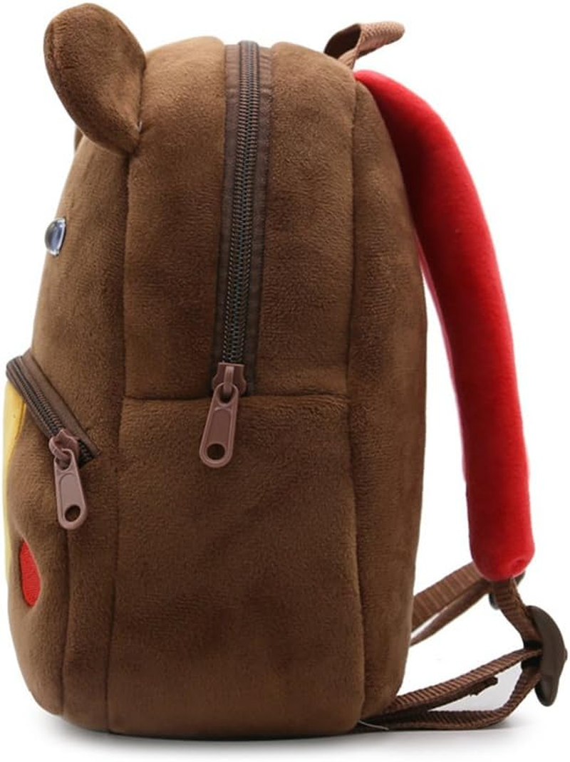 Cute Toddler Backpack Toddler Bag Plush Animal Cartoon Mini Travel Bag for Baby Girl Boy 1-6 Years (Bear) image number 3