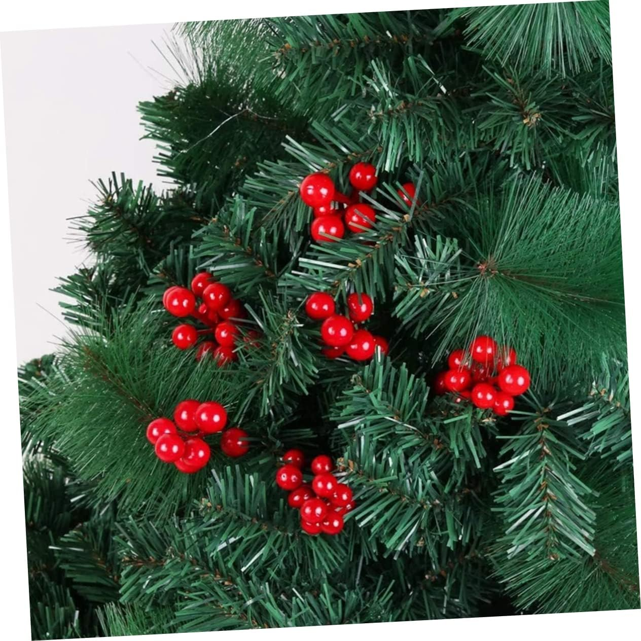 20Pcs Artificial Berry and Pine Needle Branches for Christmas Decorations Lifelike Holiday Wreath and Craft Supplies Green and Needles Berries image number 2