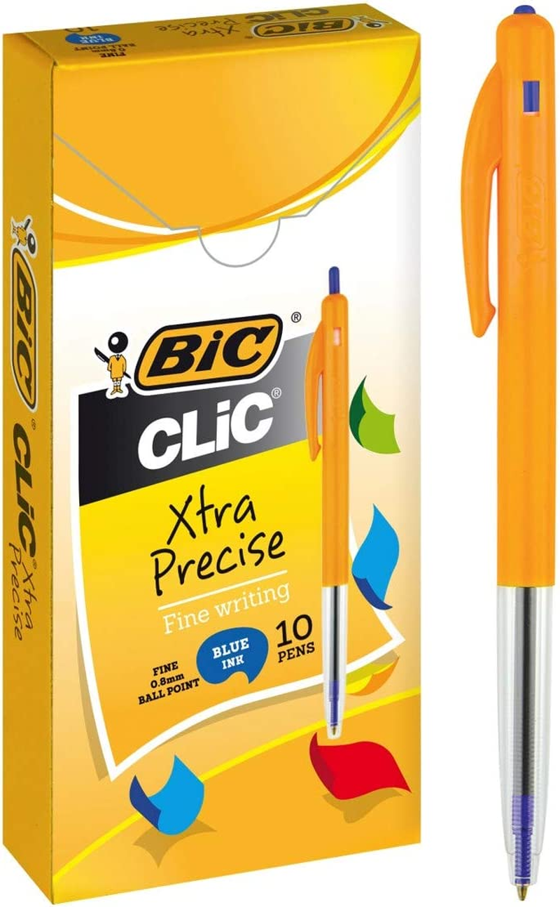 BIC 922619 Clic Retractable Ball Pens Medium Point (1.0 Mm) - Red, Box of 10