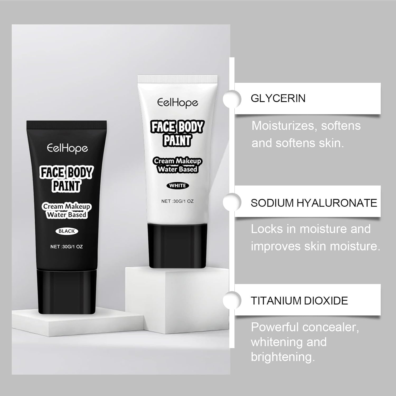 Halloween Black and White Foundation Painter Easily Cover Skin Tone Clown Makeup Foundation Painter