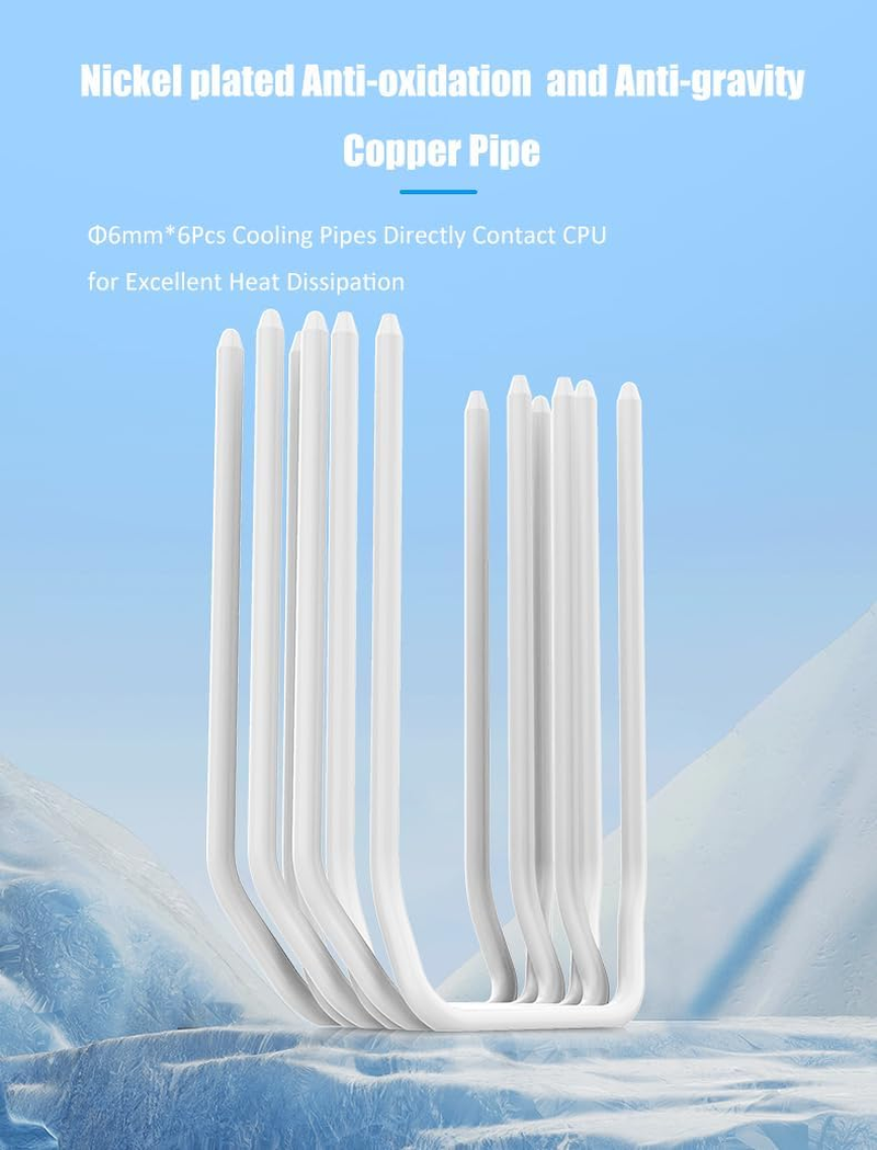 Huntkey Storm T600F CPU Cooler with ARGB Lighting, 6 Copper Heat Pipes CPU Air Cooler with Dual-Fan, Easy Install Each 120Mm 1800RPM PWM 78CFM for Intel LGA1700/1200/1151/1150/1155 AMD AM5/AM4 image number 1