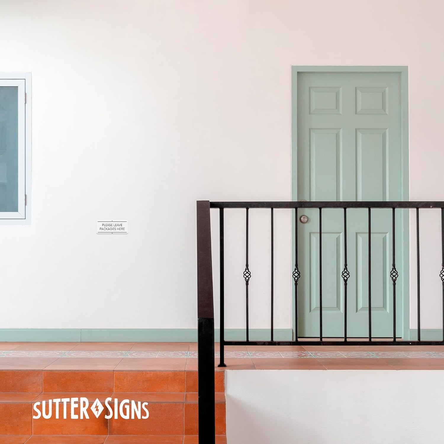 Please Leave Packages Here | White Aluminum Outdoor Metal Delivery Sign, 3" X 7" image number 5