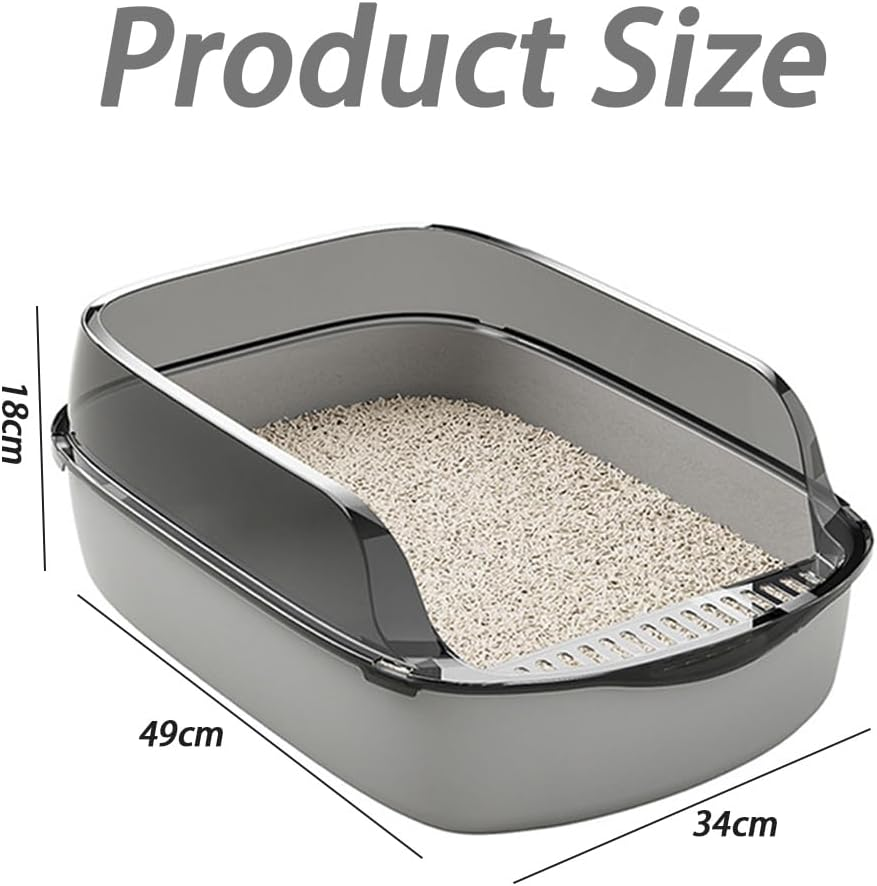 Open Top Cat Litter Box,Semi Enclosed Cat Toilets,Kitty Toilet Hood,Detachable Pet Litter Case,Large Litter Container,Pet Toilet with Litter Sifting Scoop