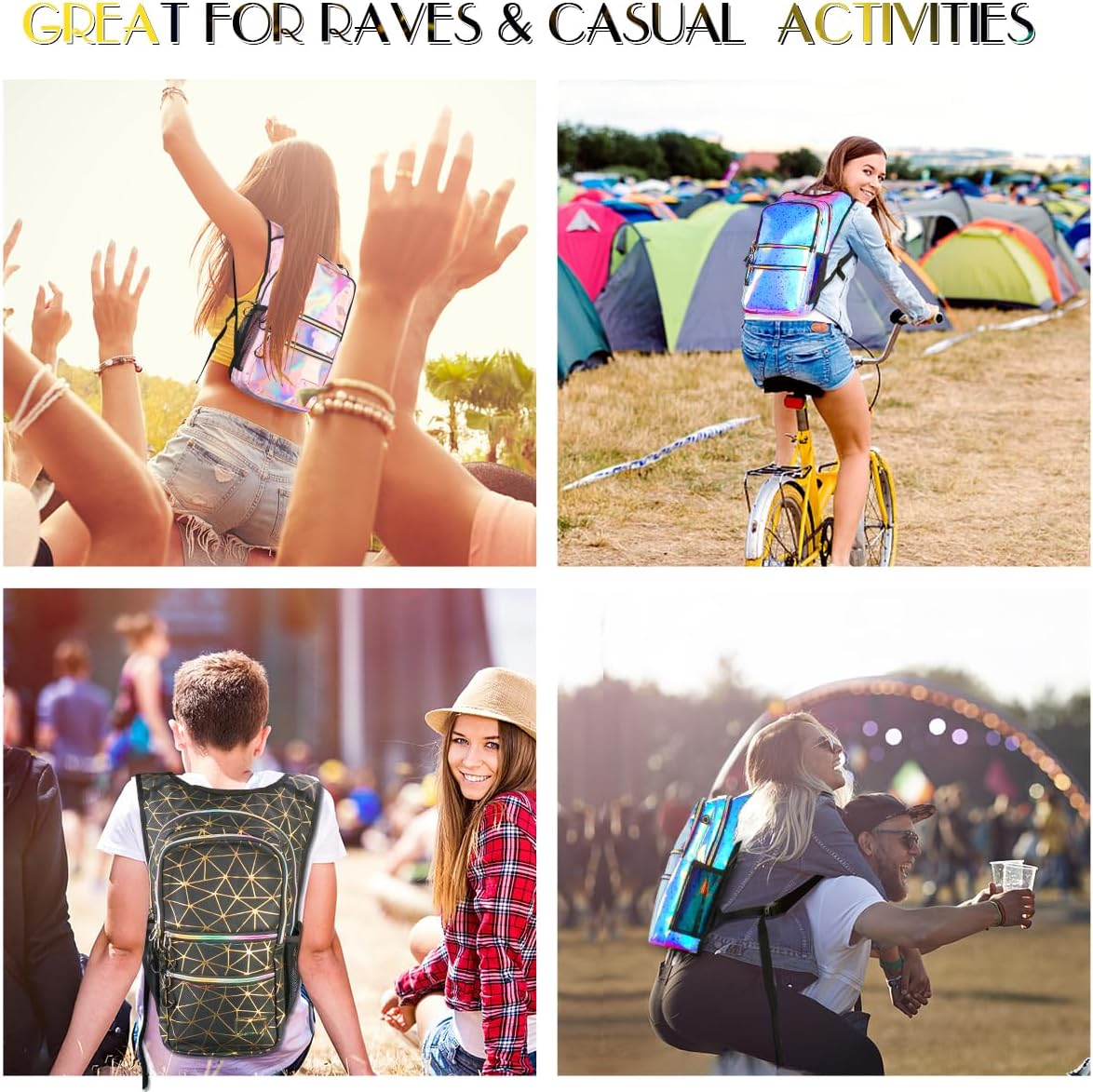 Hydration Pack, Water Backpack with 3L Hydration Bladder Lightweight Insulation, Festival Essential, Rave Hydration Backpack, Hydropack Backpack for Rave, Hiking, Biking, Running, Festival Gear - Silver image number 7