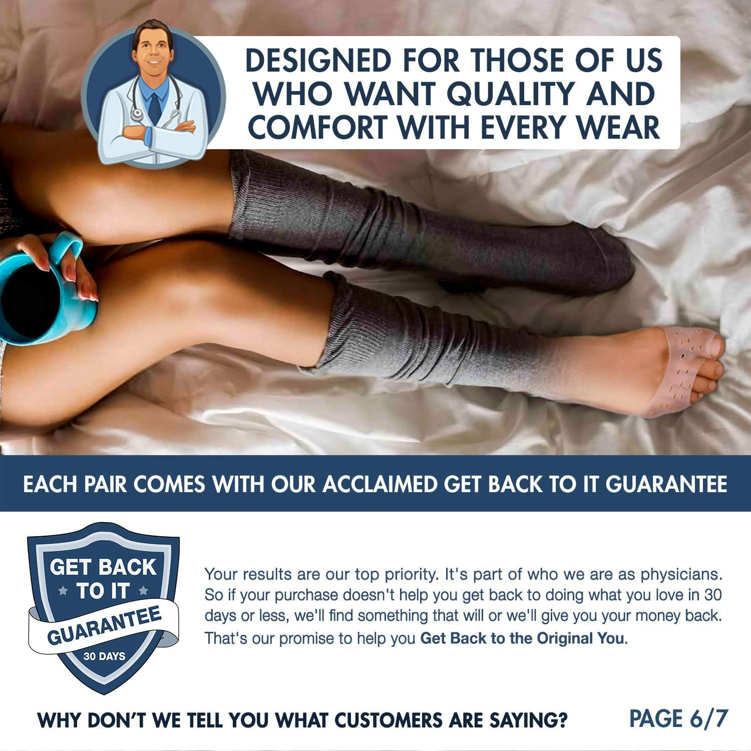 Dr. Frederick'S Original Moisturizing Gel Socks - 4 Pc - Prevents Dry Cracked Heels & Cracked Feet - Day & Night Socks - W4-10 | M5-8 image number 2