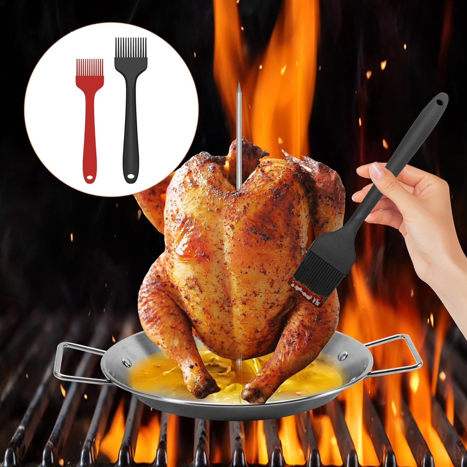 Vertical Skewer Grill, 304 Stainless Steel Vertical Skewer with 8/10/12Inch Roasting Sticks, Reusable Vertical Barbecue Rack Vertical Roasting Pans Grill Accessory for Picnic Kebabs image number 4