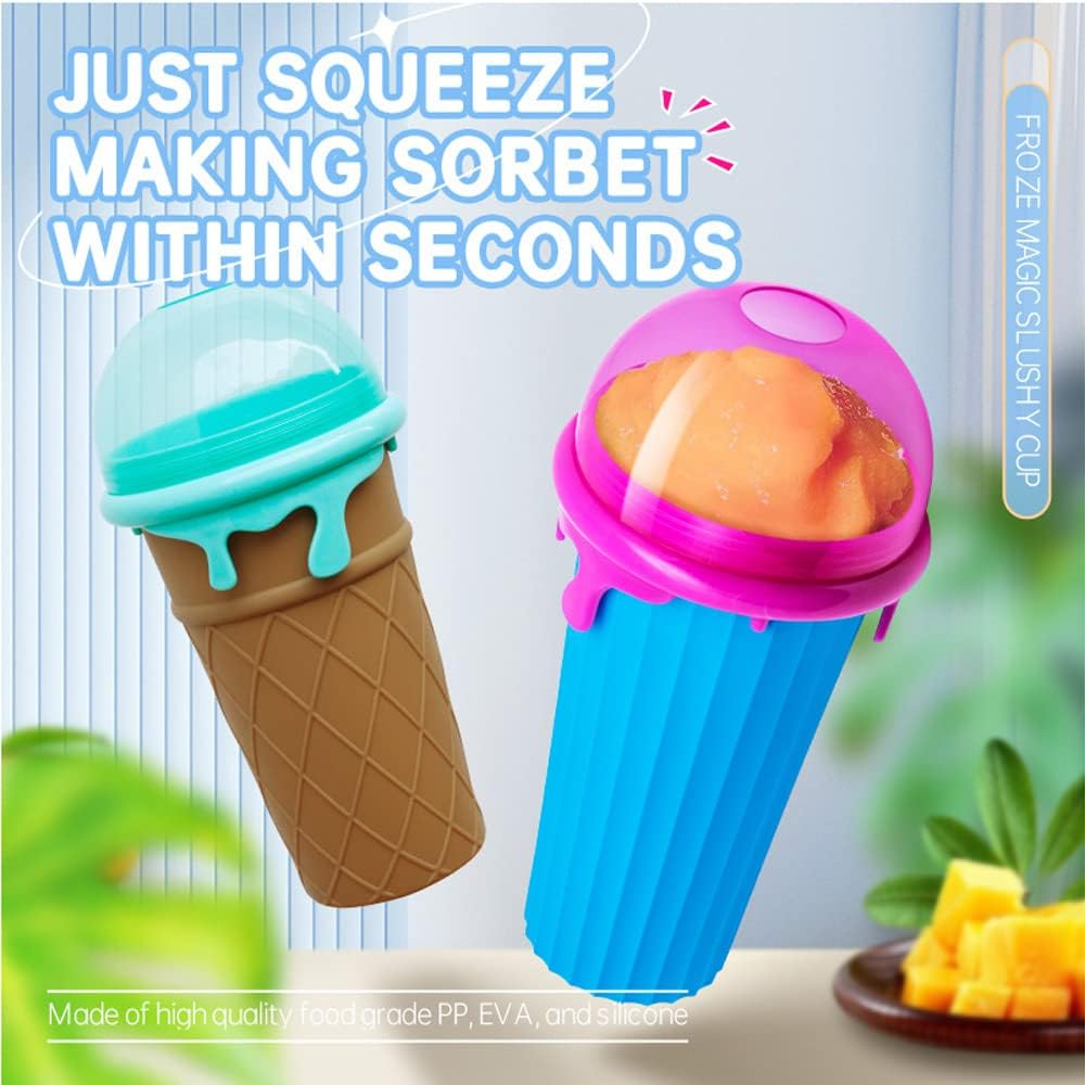 Slushie Cup (Large Capacity), TIK TOK Slushy Maker Cup Frozen Magic Squeeze Fast Homemade Milk Shake Slushy Smoothie Ice Maker, Cool Stuff Tiktok Trend Items - Ice Cream Maker Cup (BLUE) image number 3