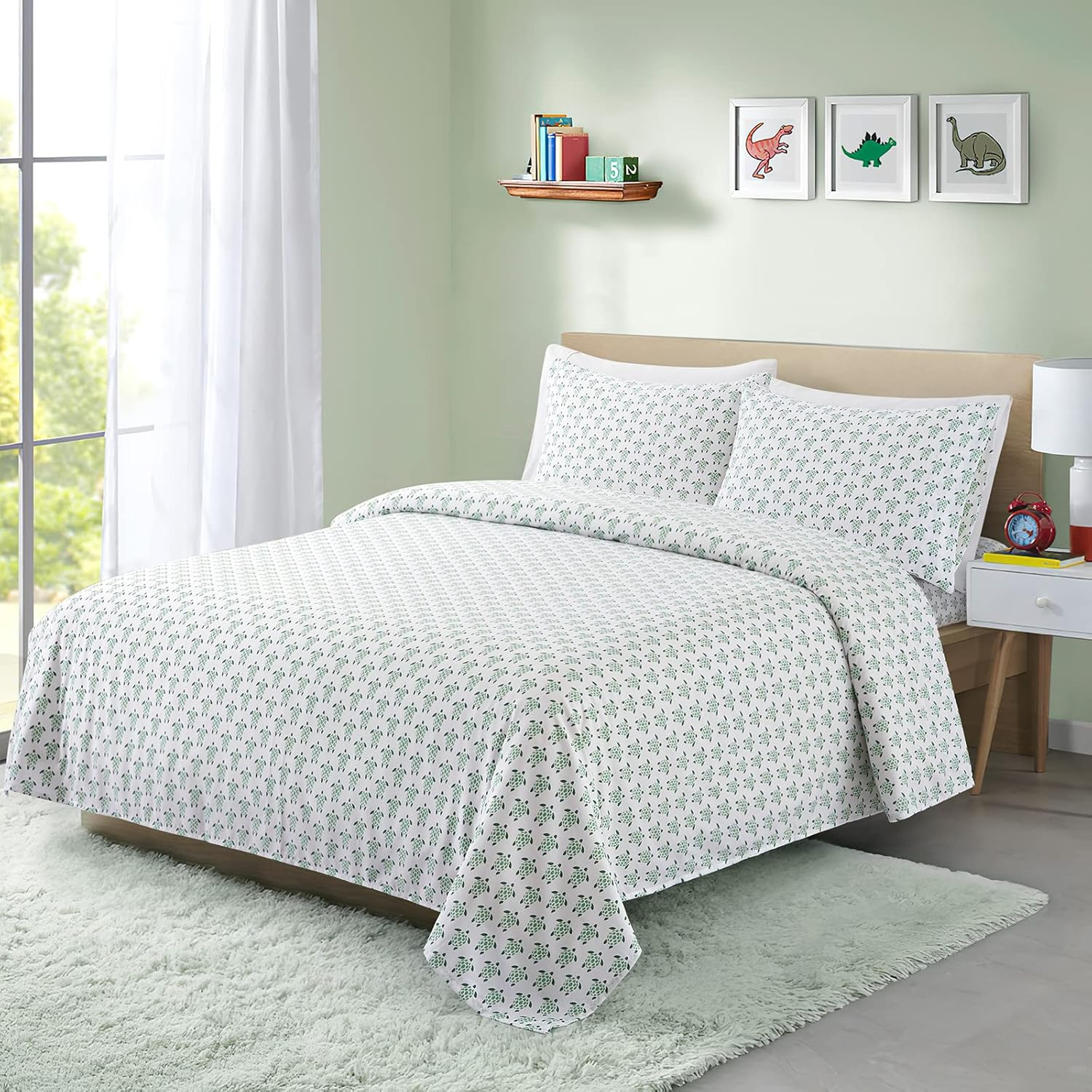 Vonty Kids Twin Sheet Set Strawberry Brushed Microfiber Bed Sheet for Boys & Girls, Ultra Soft & Easy to Wash (1 Fitted Sheet + 1 Flat Sheet + 1 Pillowcase)