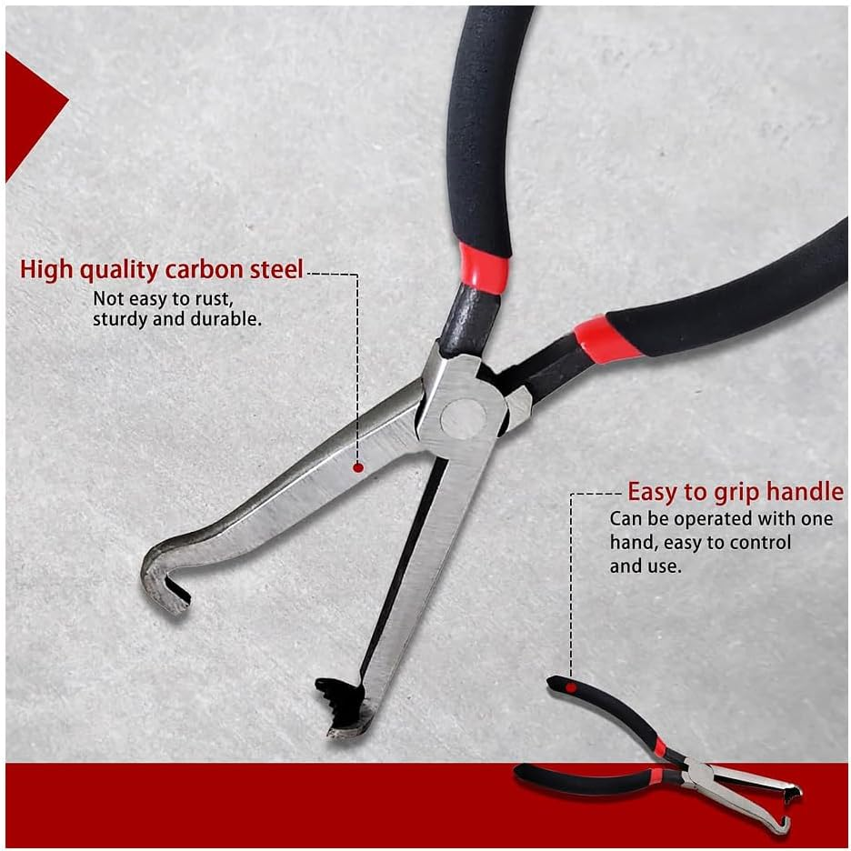 Electrical Disconnect Pliers,Long Spark Plug Disassembly Pliers,Electrical Connector Pliers Automotive Tool for Push Tab Style Plugs(Red) image number 2