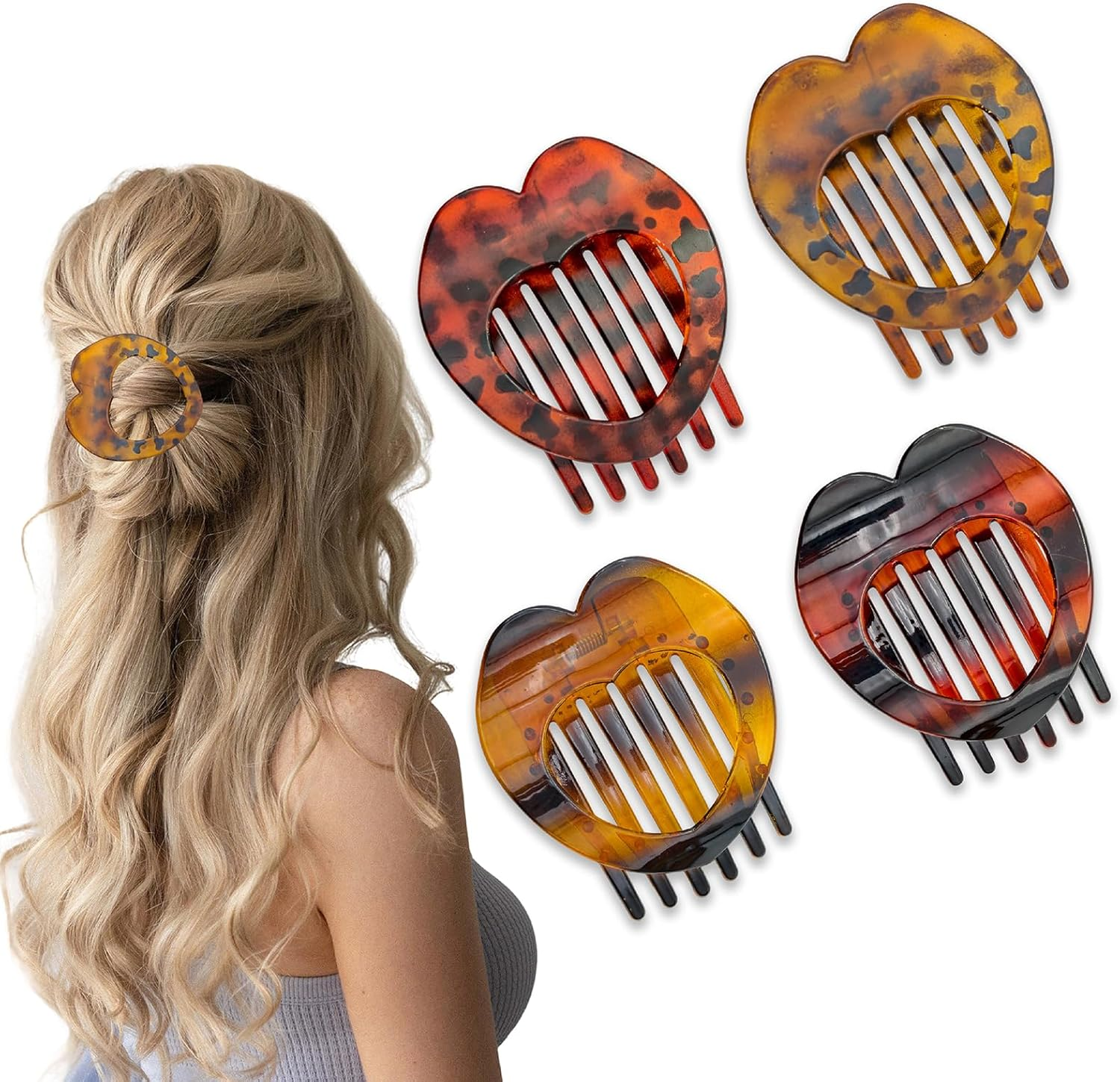 OYIWINMI Pack of 4 Duck Beak Hair Clips, Women'S Strong Hold Flat Hair Clip, Flat Claw Clip, Hair Clips for Thin and Thick Hair image number 2